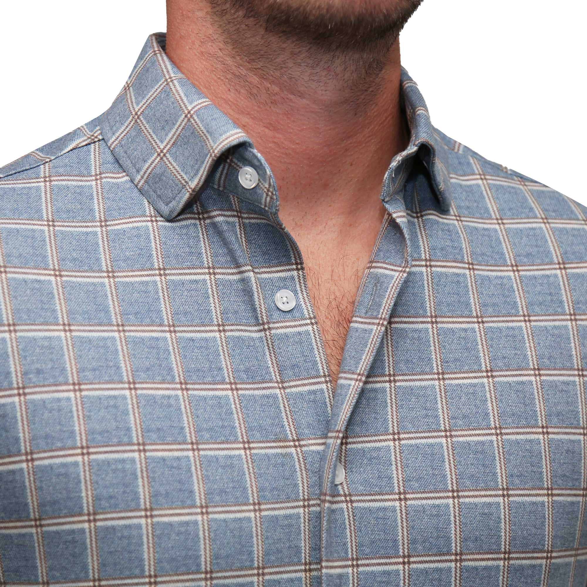 "The Ford" Blue & Red Windowpane Casual Button Down