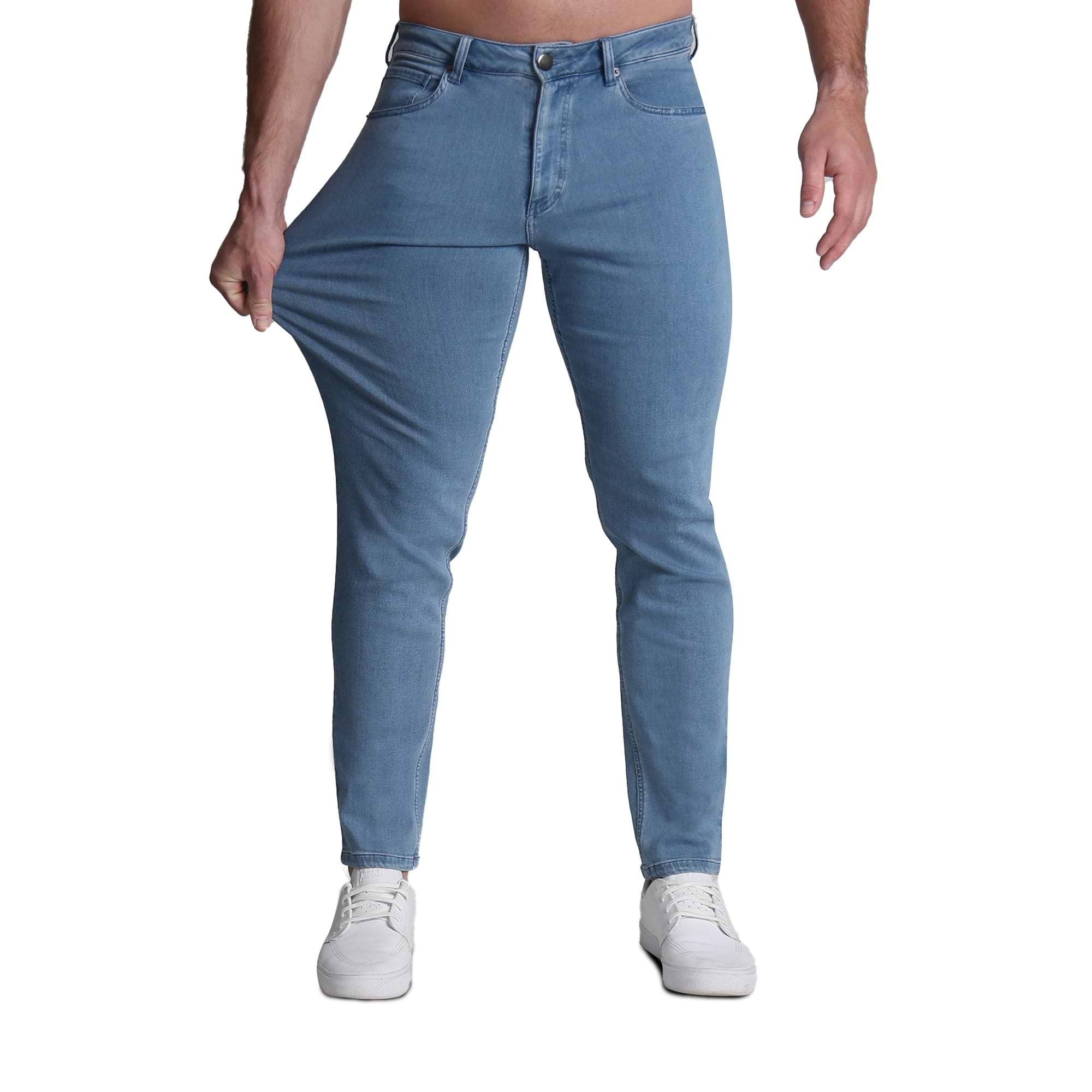 Men's Blue Athletic Straight Fit Stretch Jeans