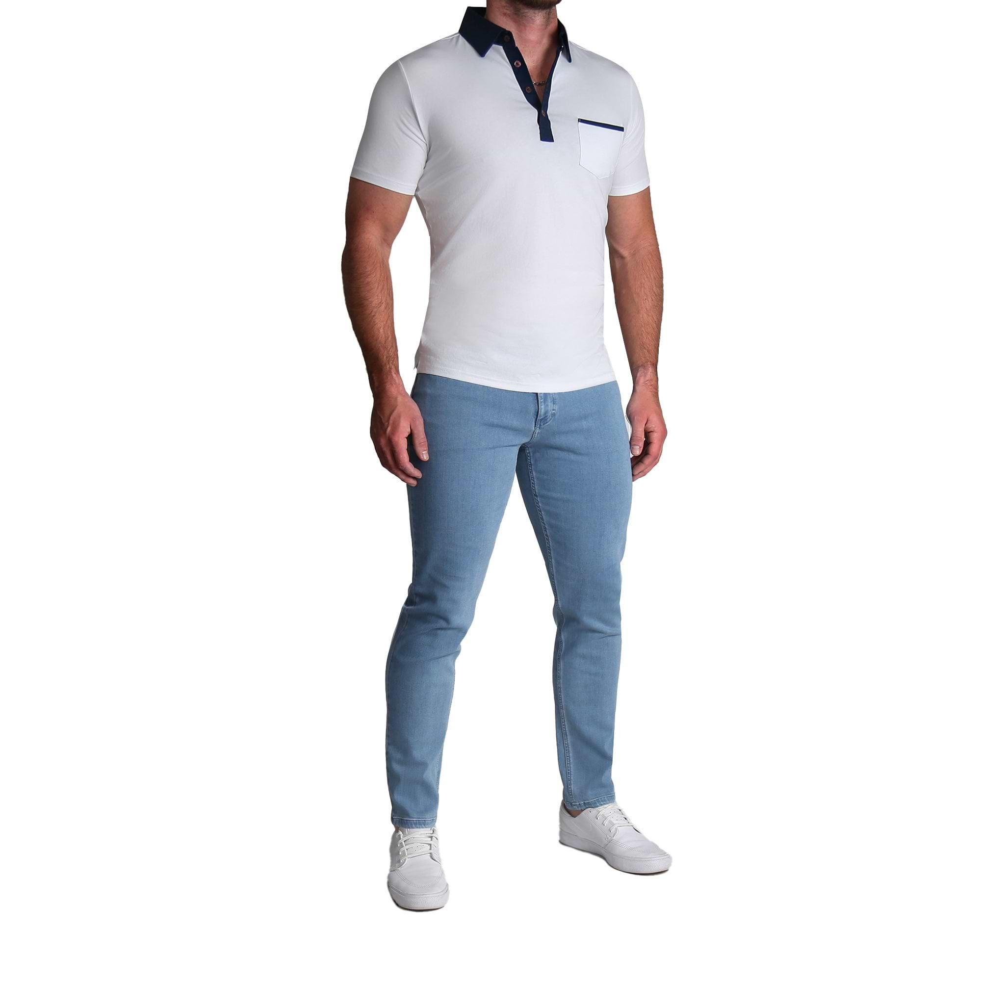 stretchable jeans and shirt