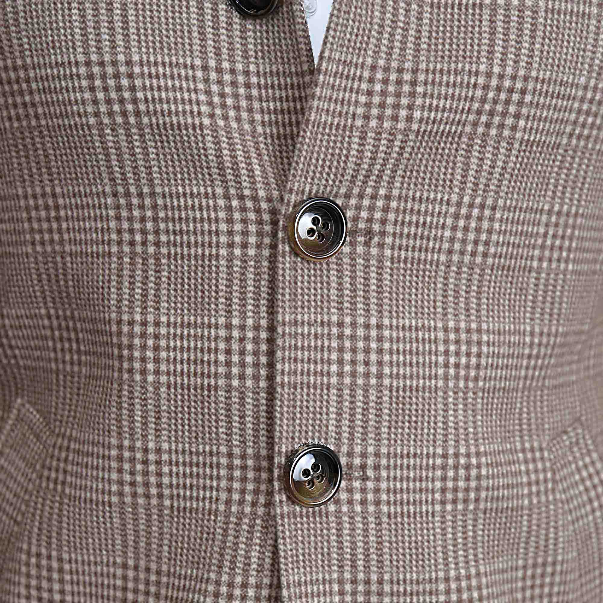Brown Plaid Open Button Overcoat