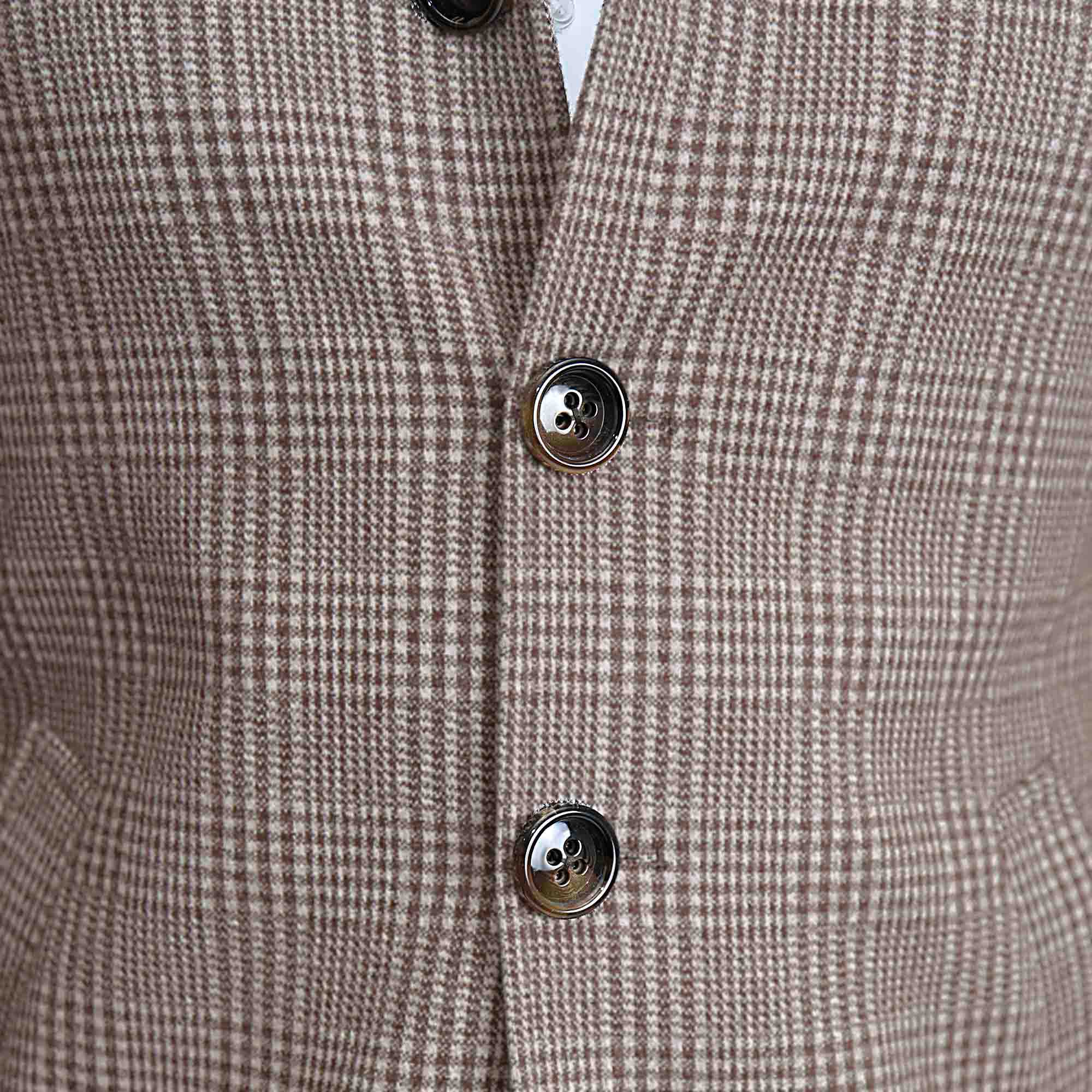 Brown Plaid Double-Breasted Overcoat