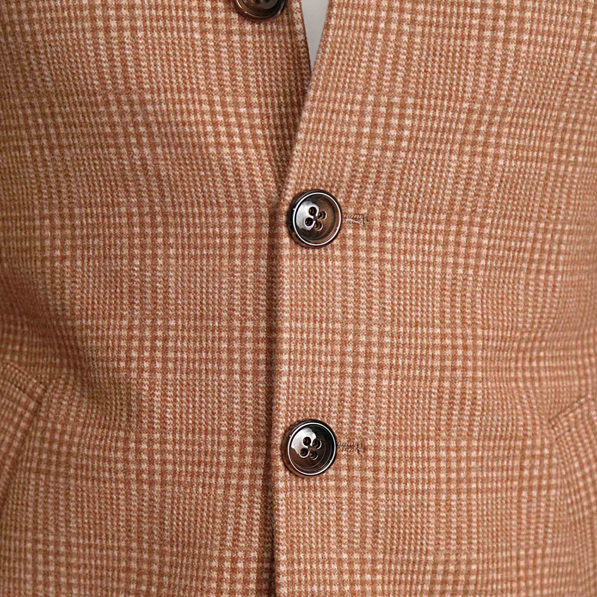 Bronze Plaid Open Button Overcoat