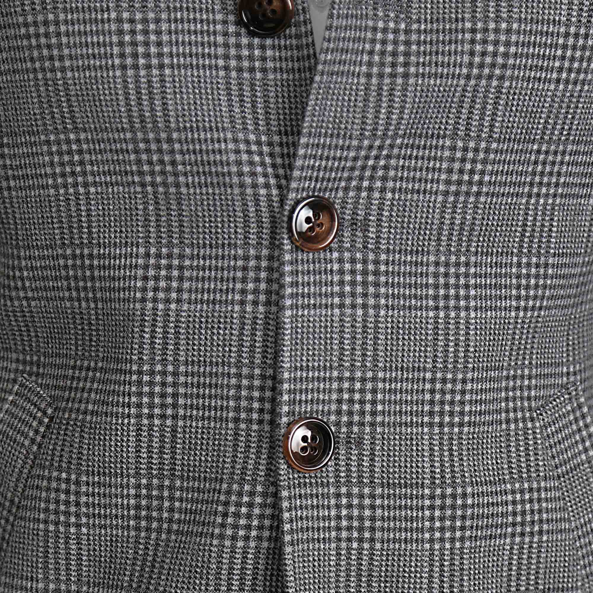 Charcoal Plaid Open Button Overcoat