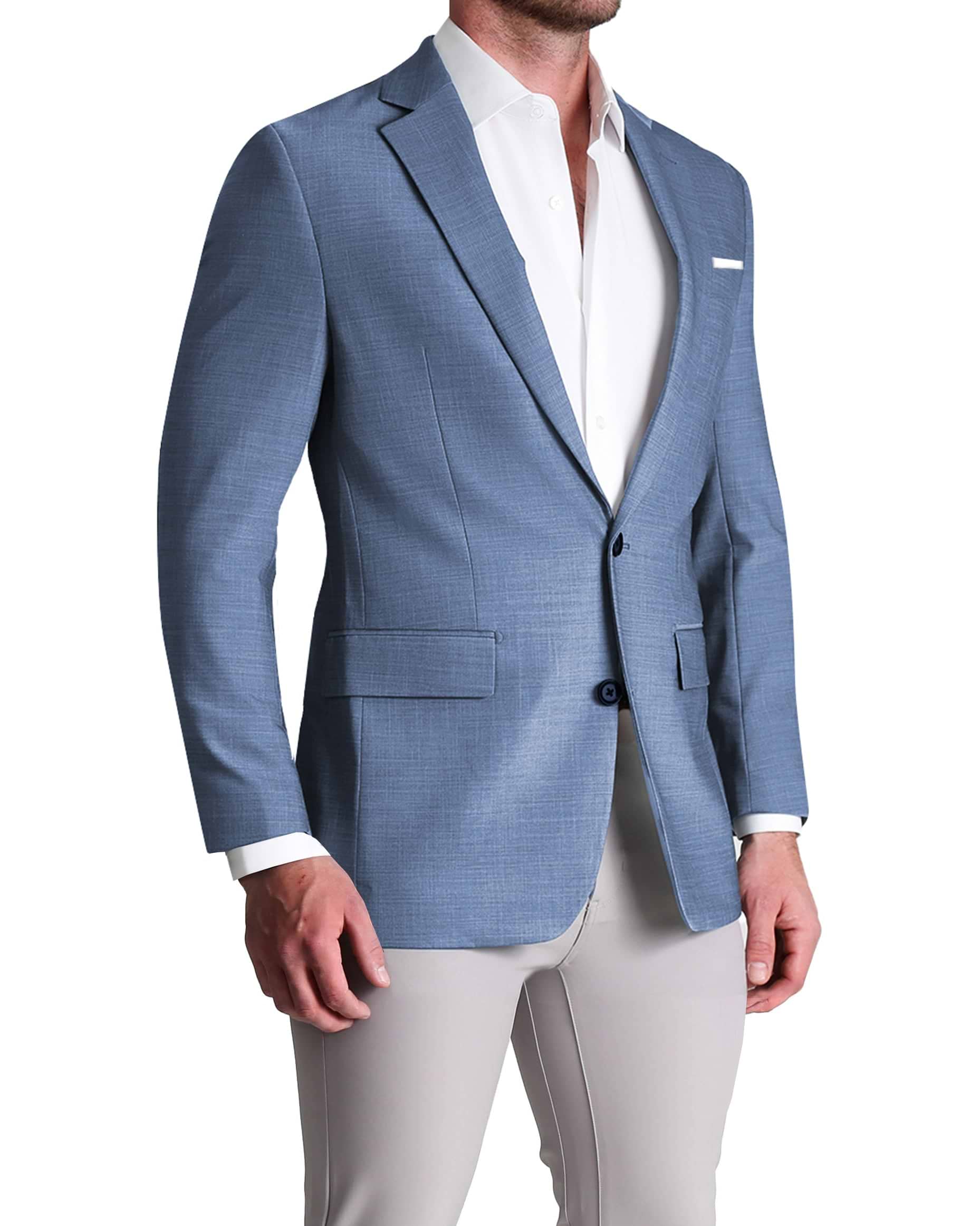 Blue Grey Athletic Jacket Athletic Fit Stretch Blazer Heathered Light Blue