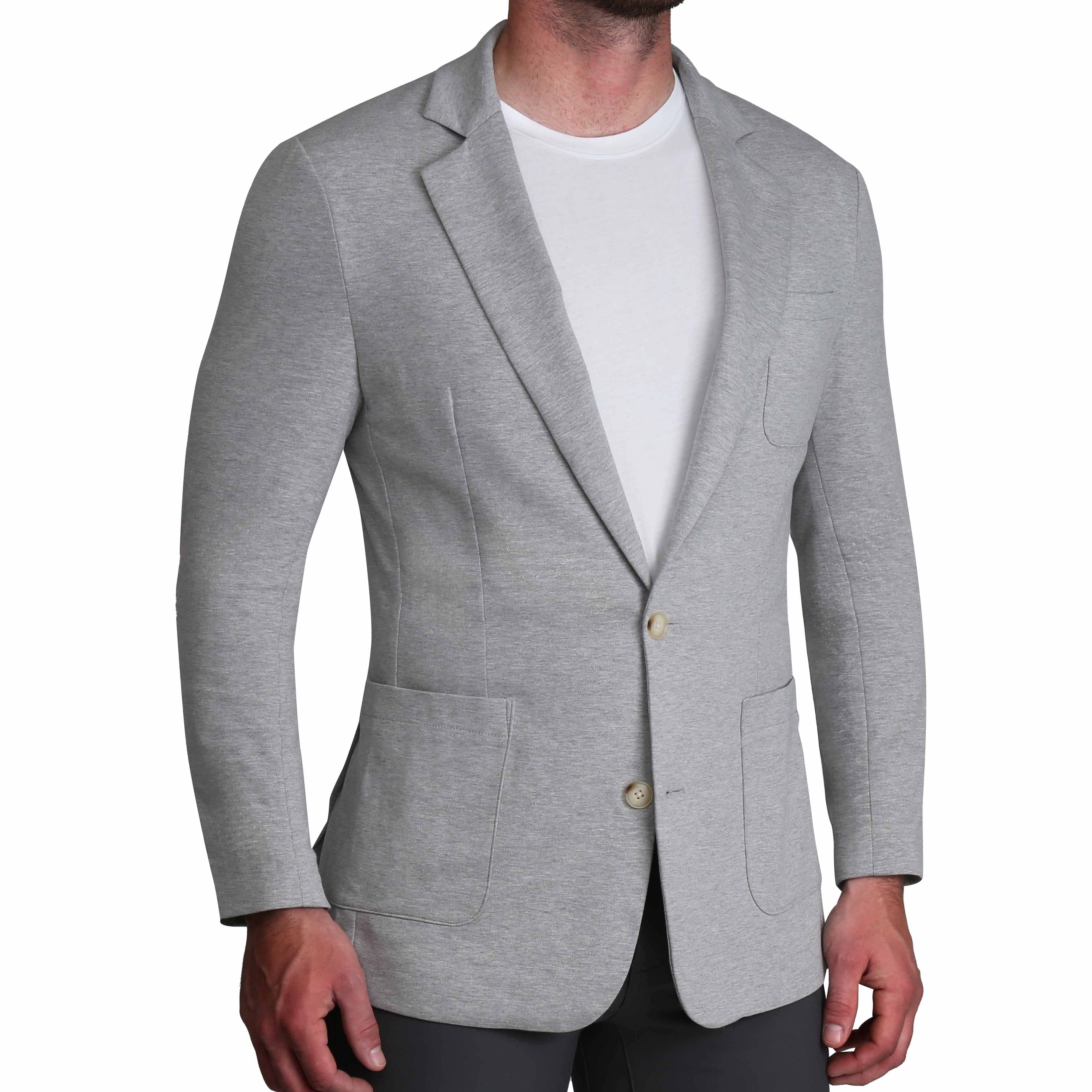 Unstructured Knit Blazer - Heathered Light Grey