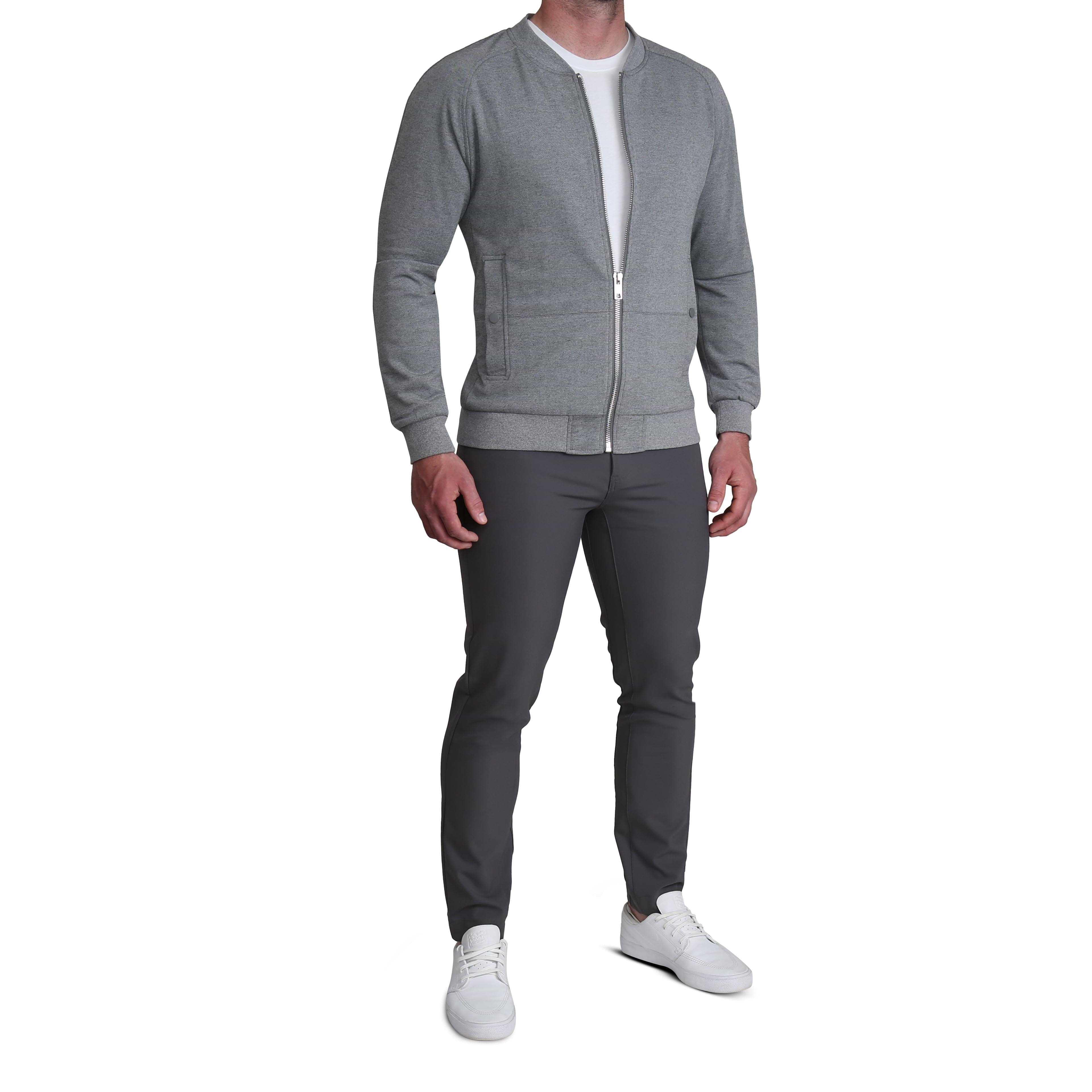 Knit Stretch Bomber - Grey