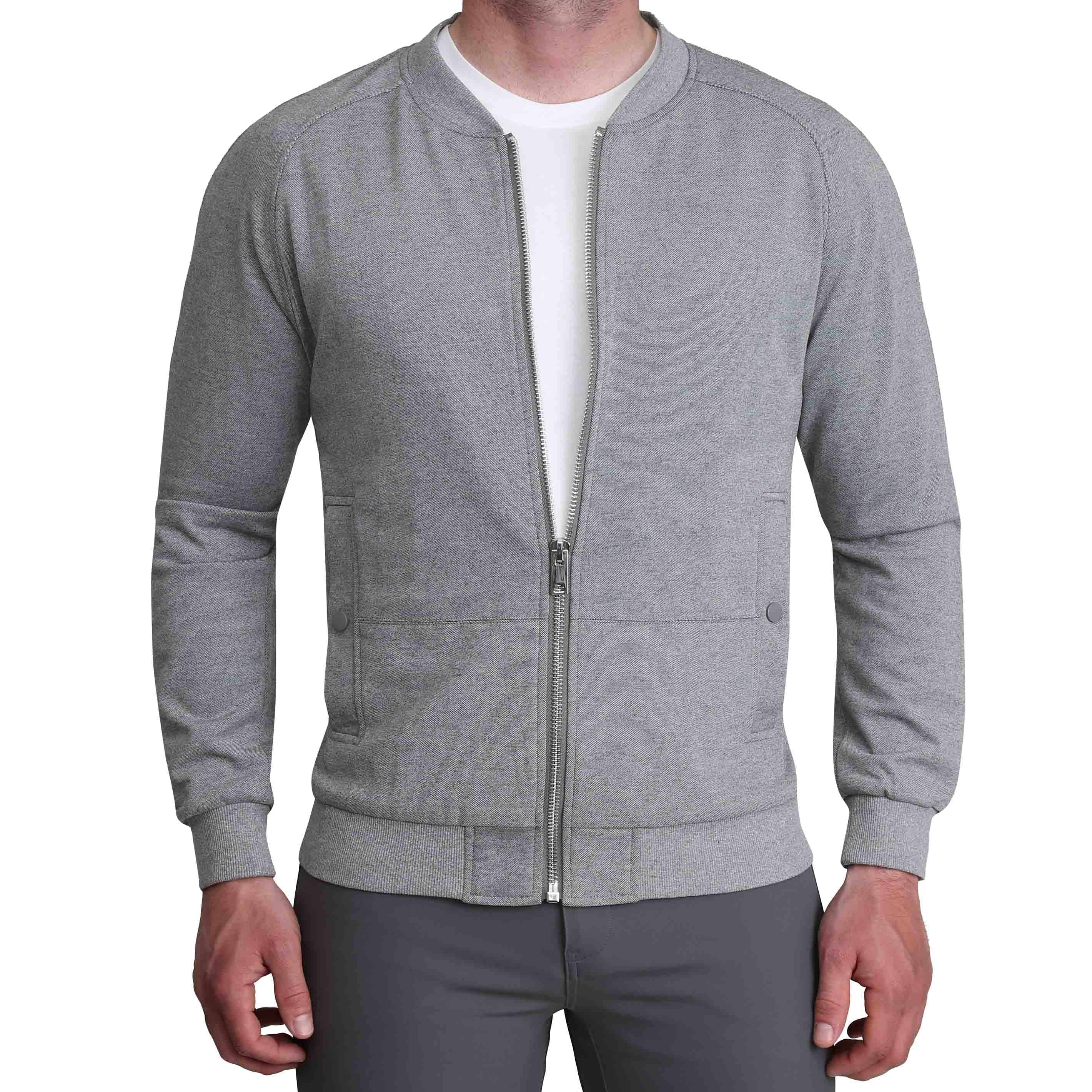 Knit Stretch Bomber - Grey