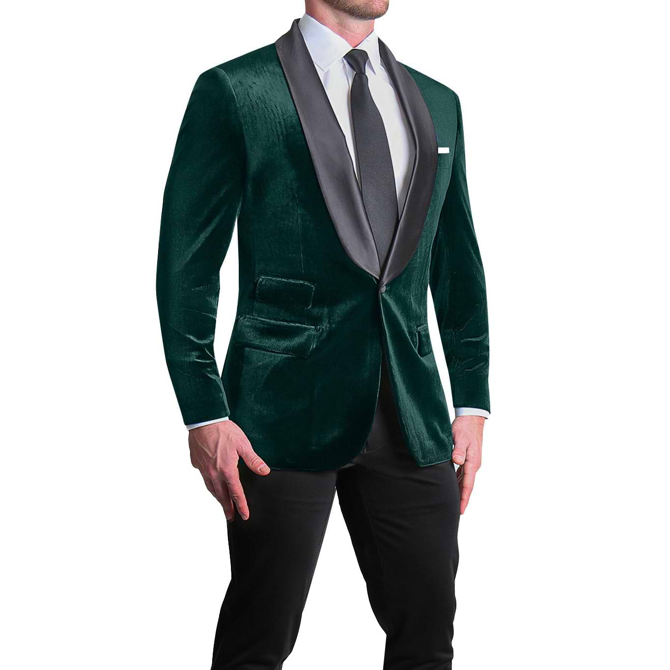 Athletic Fit Stretch Tuxedo Jacket - Green Velvet