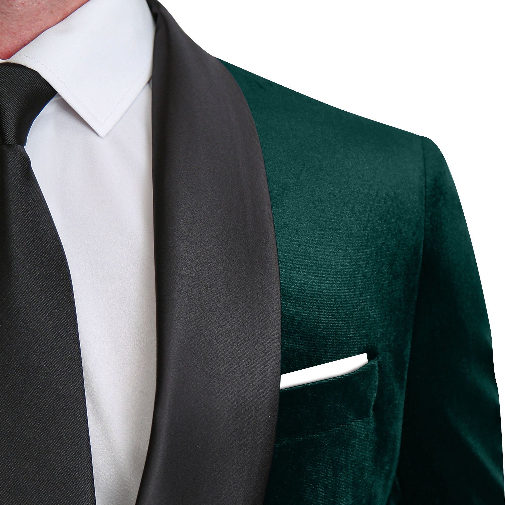 Satin Lapel Tuxedo Jacket - Green Velvet