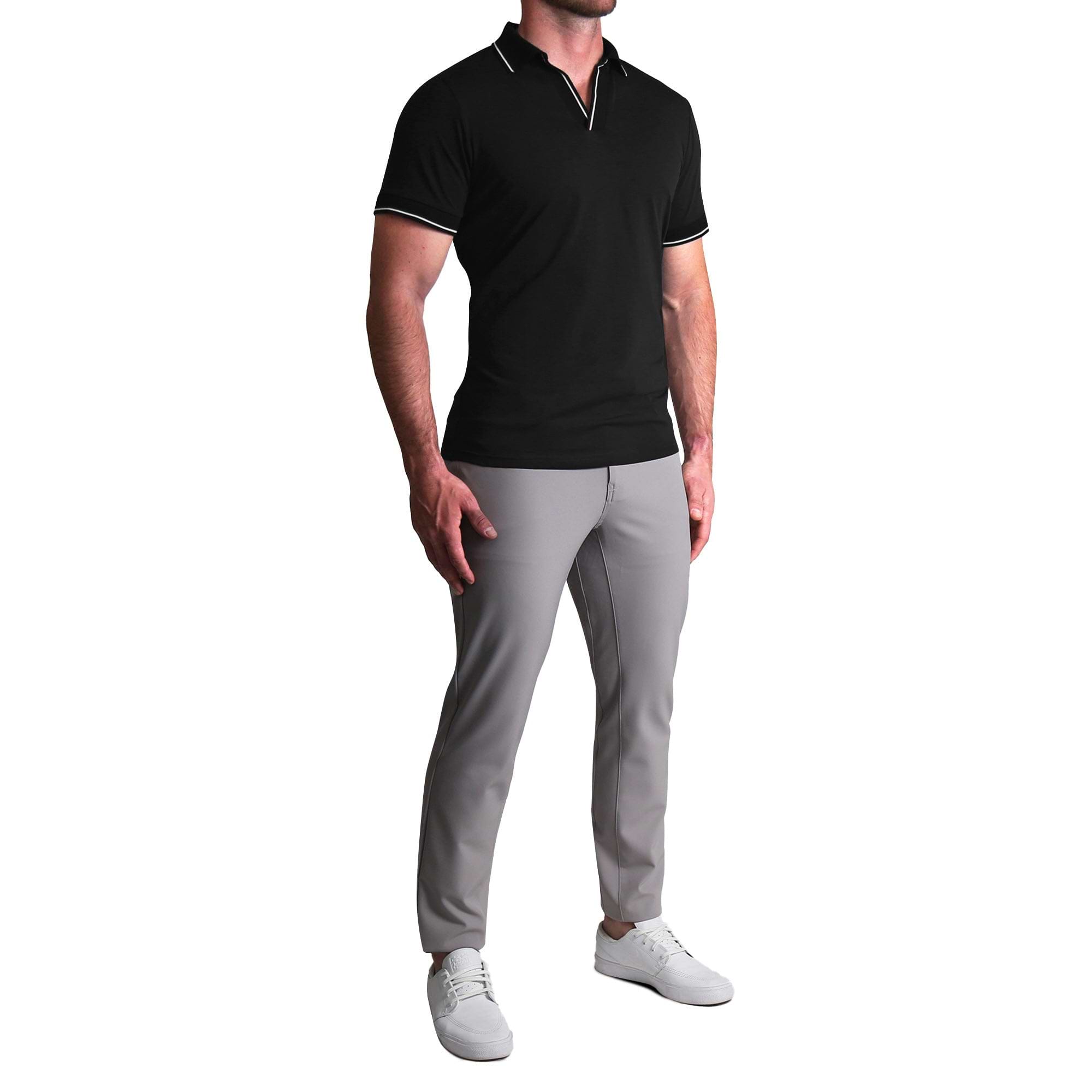 What's your opinion on the grey slacks / black shirt combo? :  r/malefashionadvice