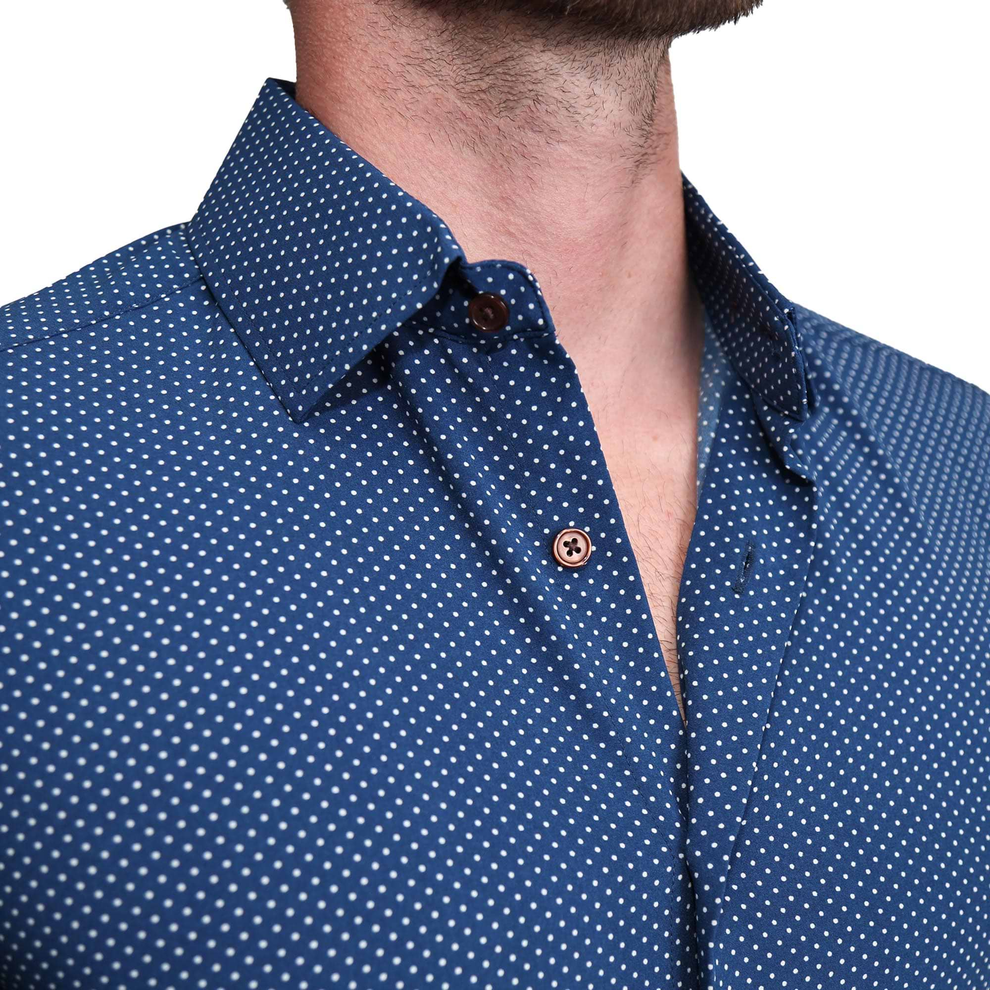 Mens blue shirt with white polka dots hotsell