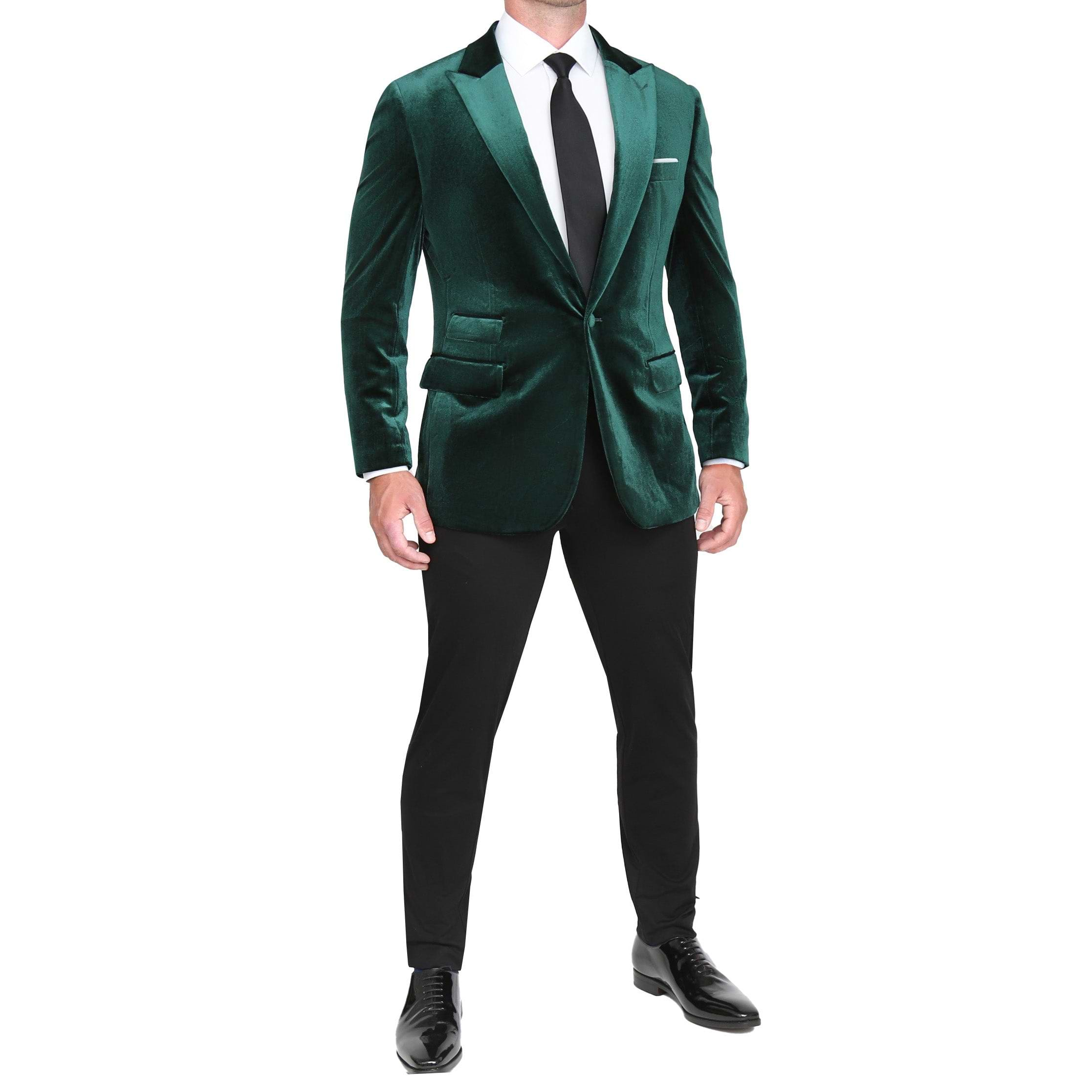 Tuxedo Jacket - Green Velvet with Peak Lapel