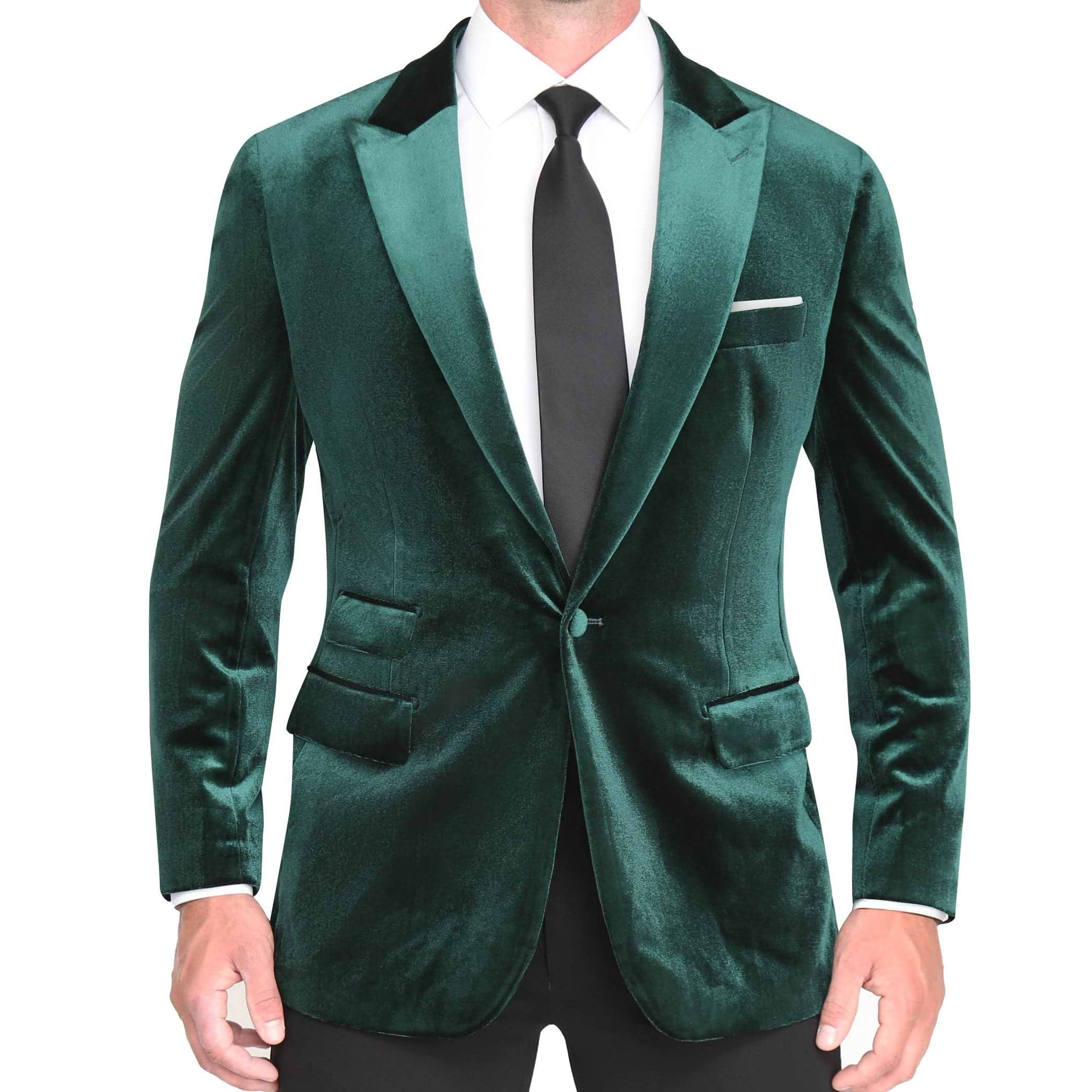 Tuxedo Jacket - Green Velvet with Peak Lapel