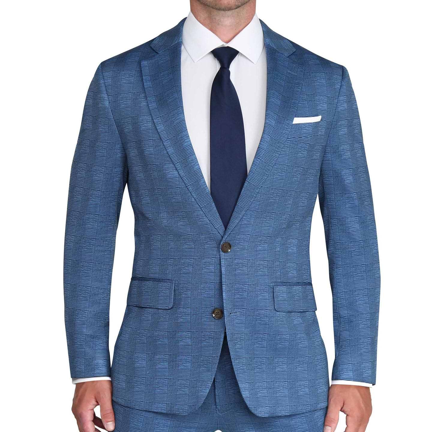 Brushed Tech Stretch Blazer - Electric Blue Plaid