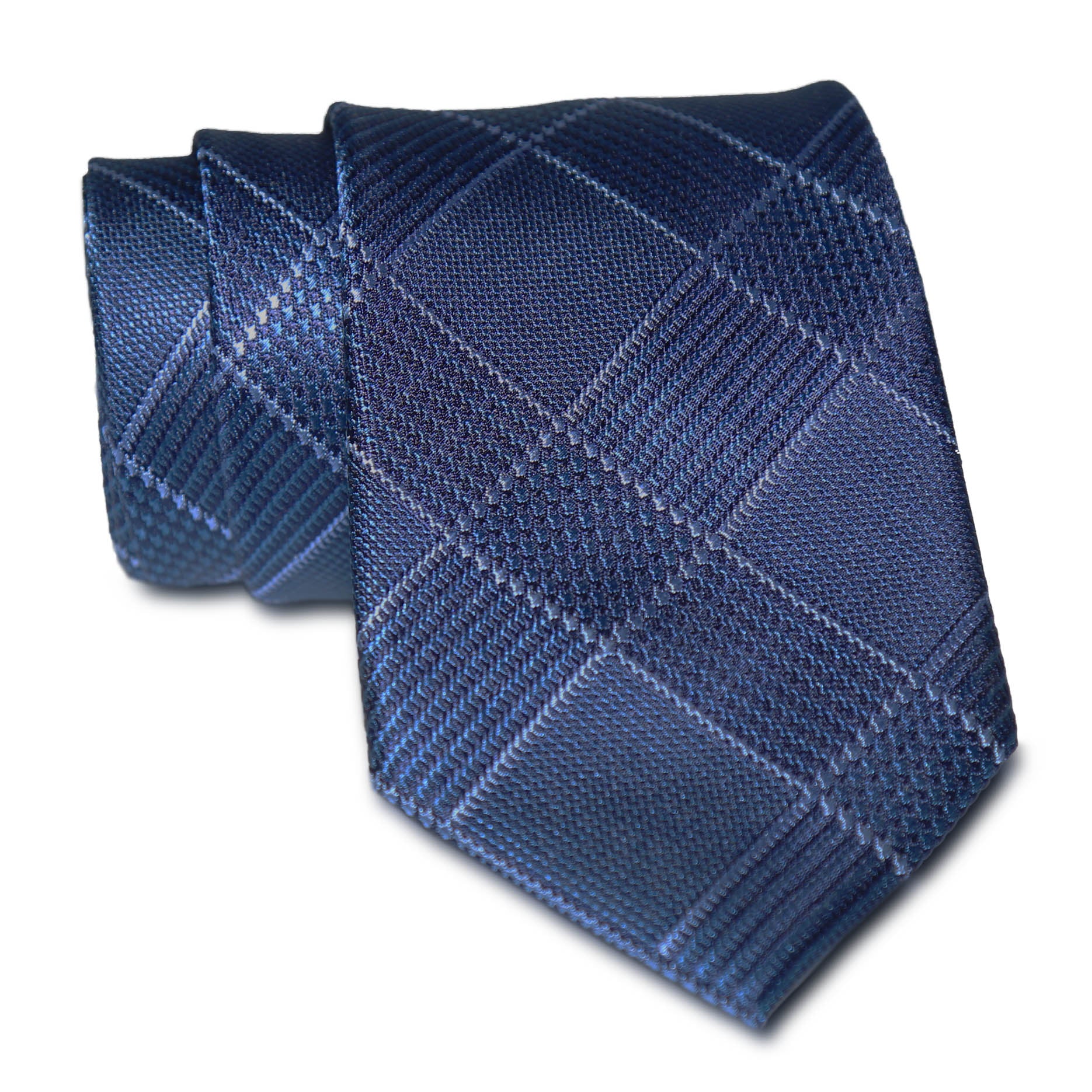 Navy & White Woven Silk Tie