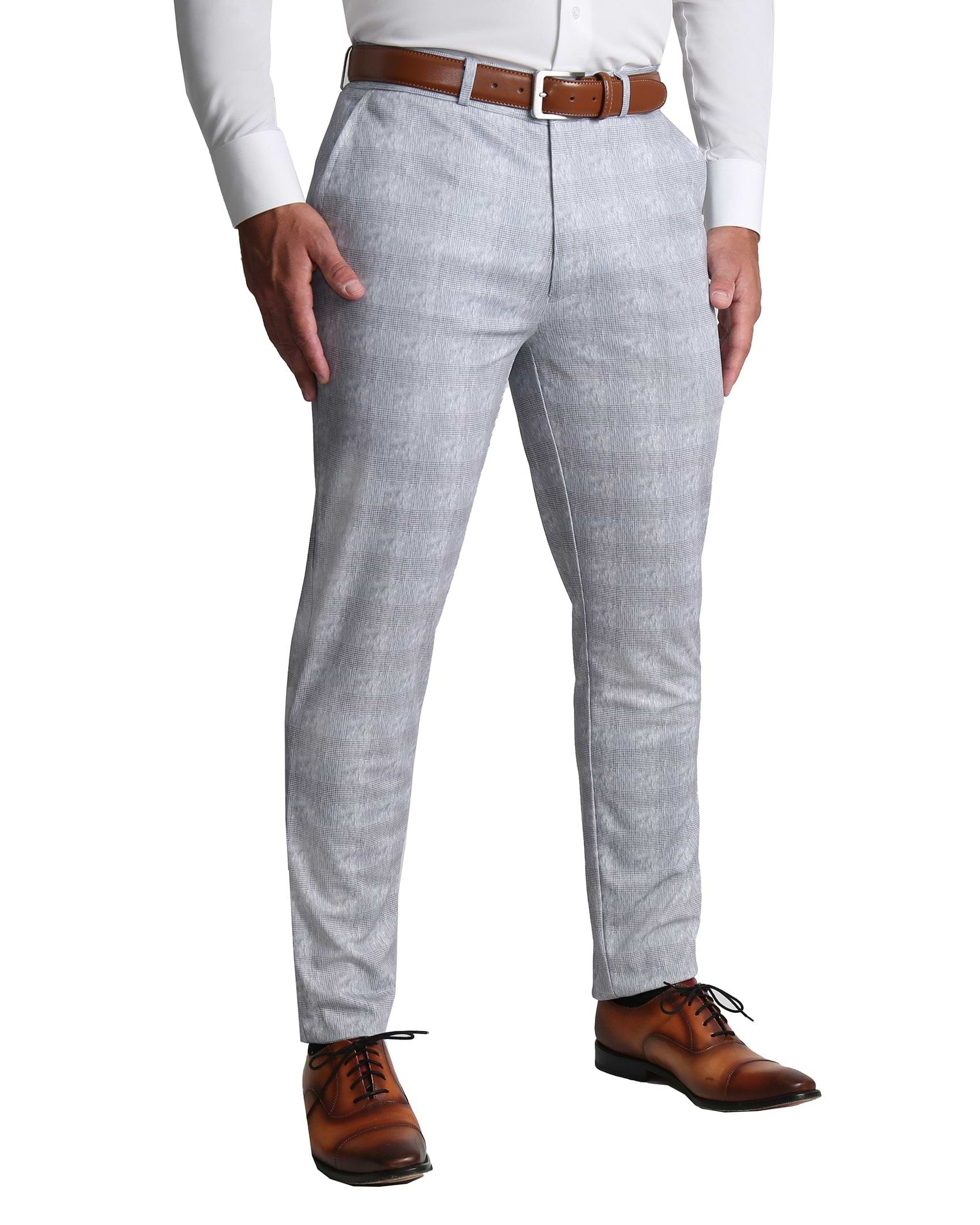 mens plaid dress pants grey Men's Plaid Dress Pants Multi Grey by BESPOKE MODA