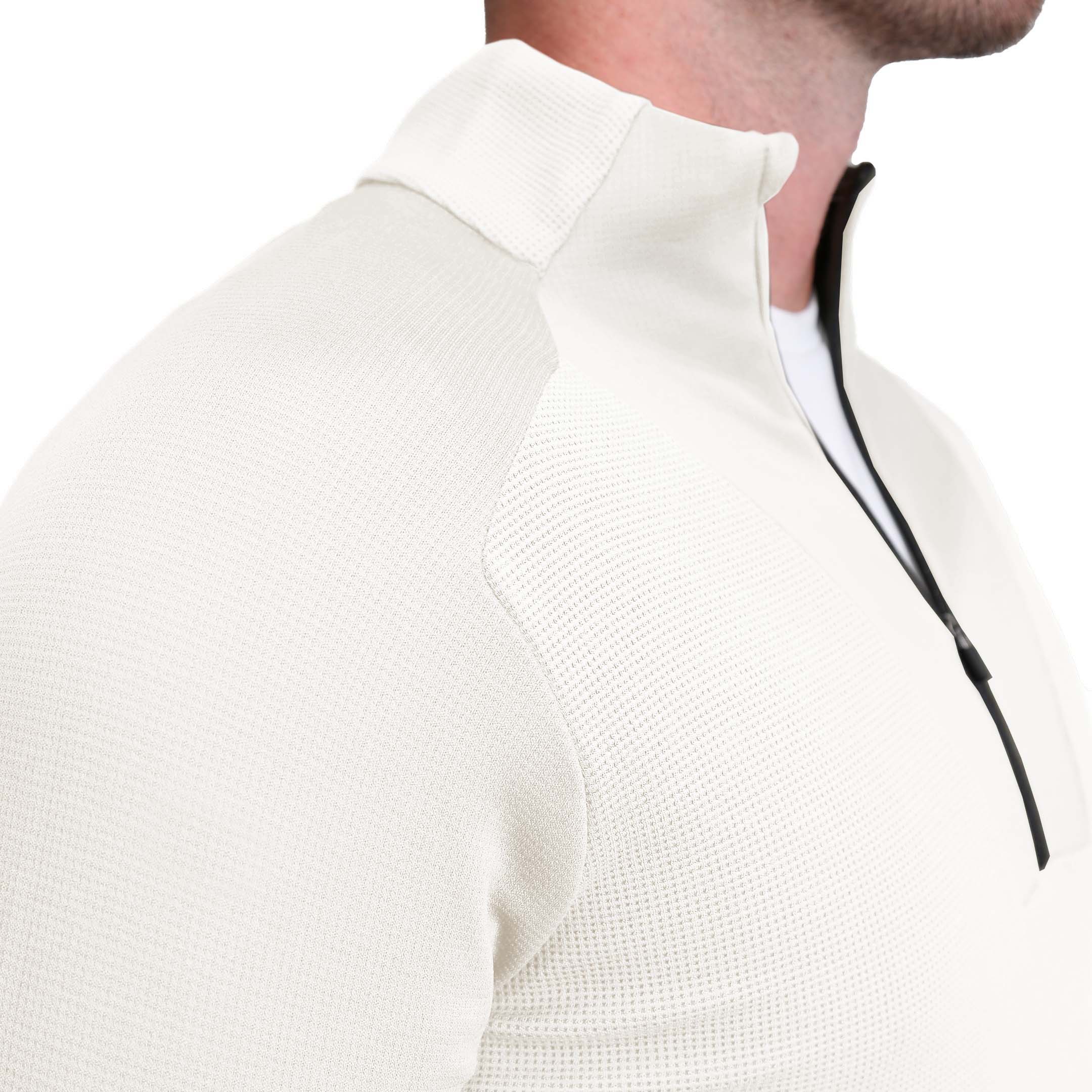 Waffle Knit Quarter Zip Solid Cream