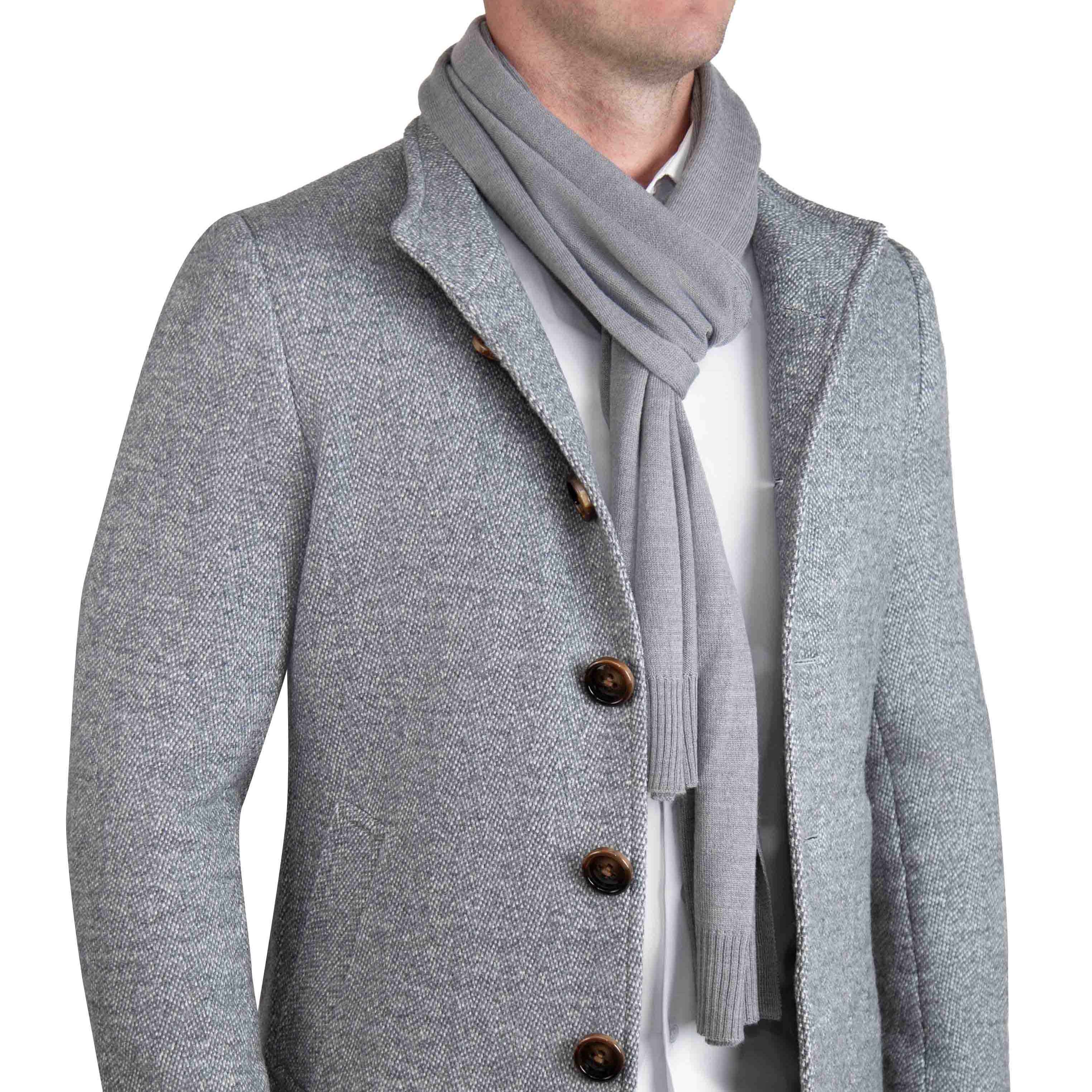 Merino Wool Knit Scarf - Grey