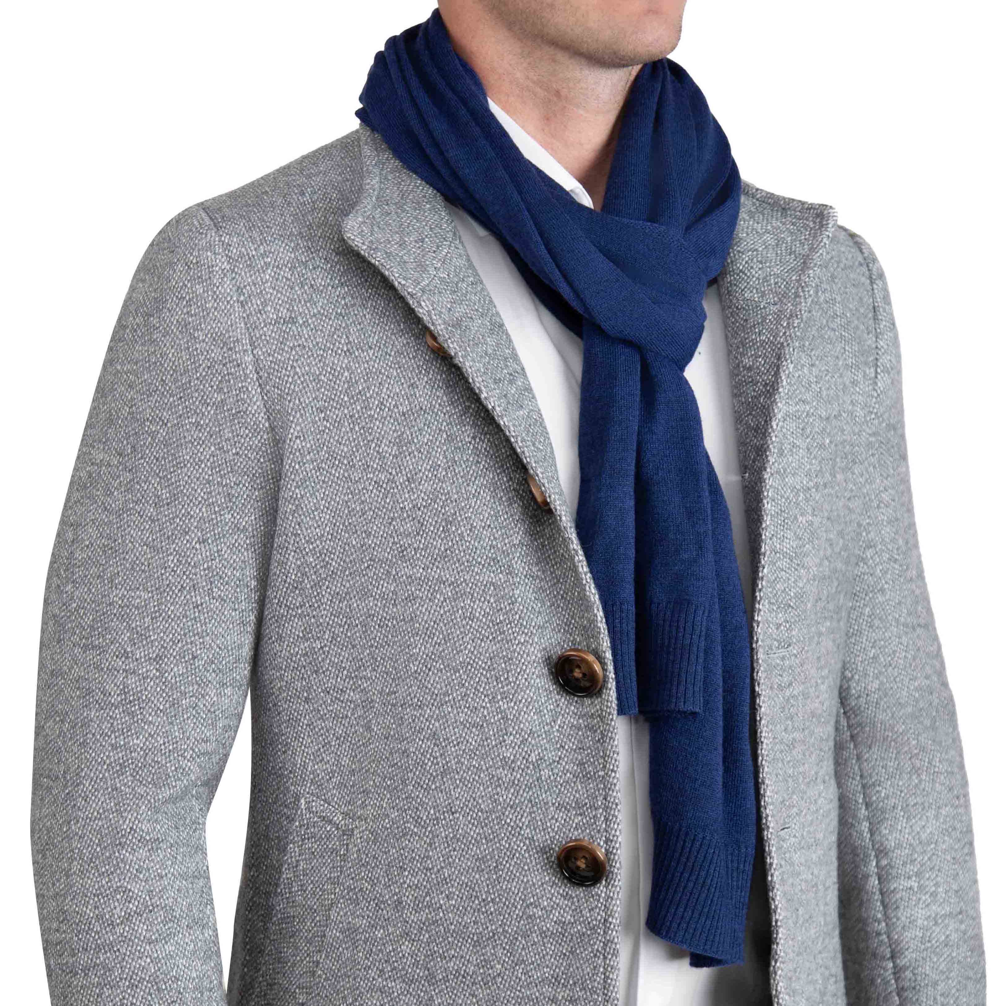 Merino Wool Knit Scarf - Navy