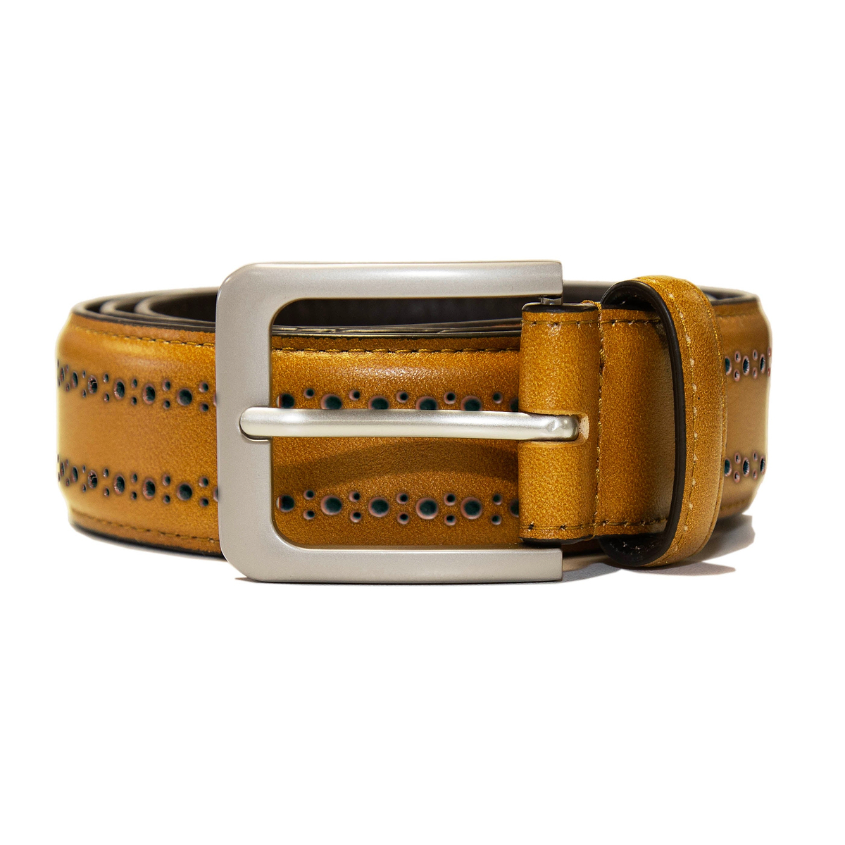 New! Sun Burst Italian Leather Belt Retail $242. FIRENZE Leather Belt – Tuscan Bull main image 3