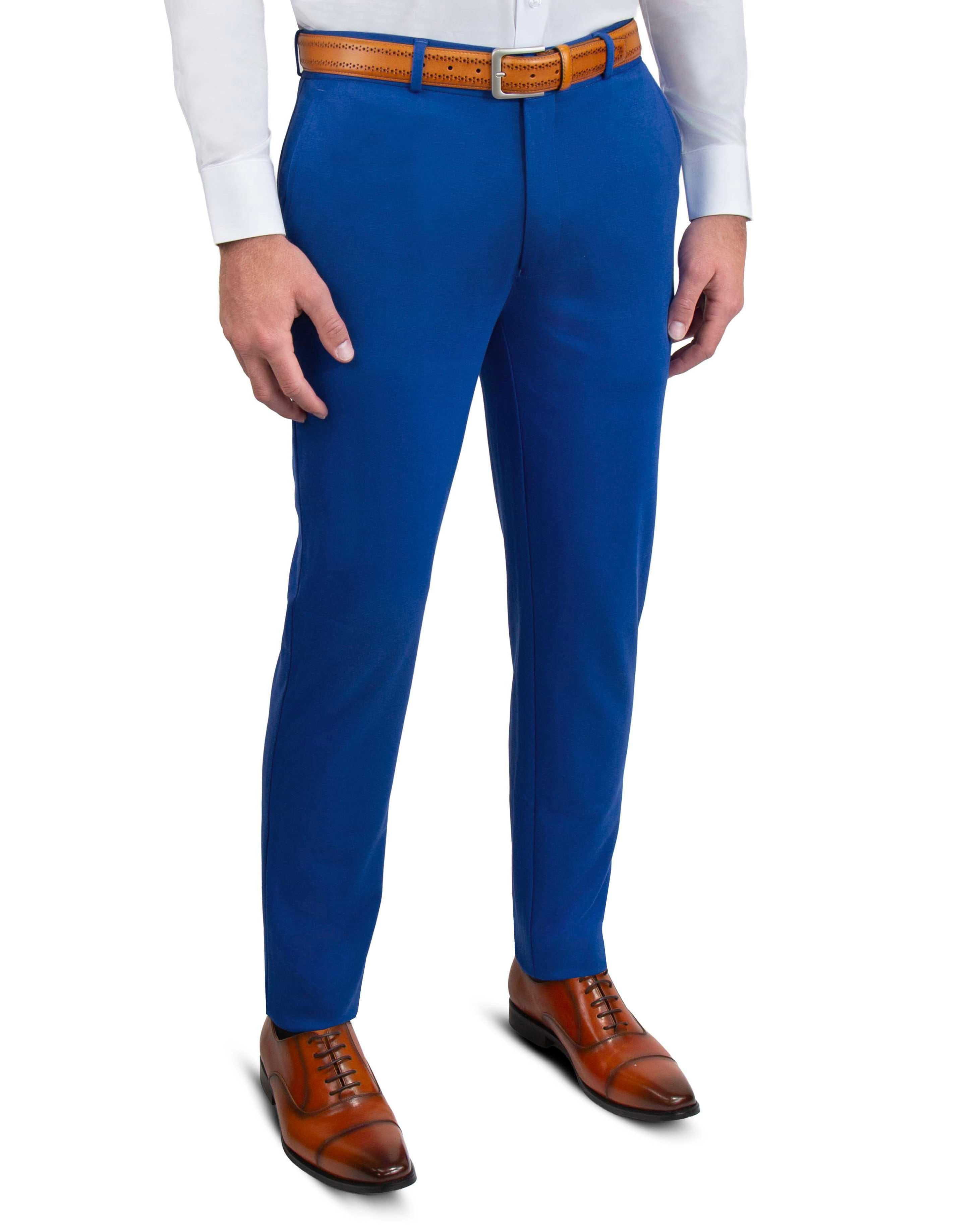 Athletic Fit Stretch Suit Pants Solid Royal Blue