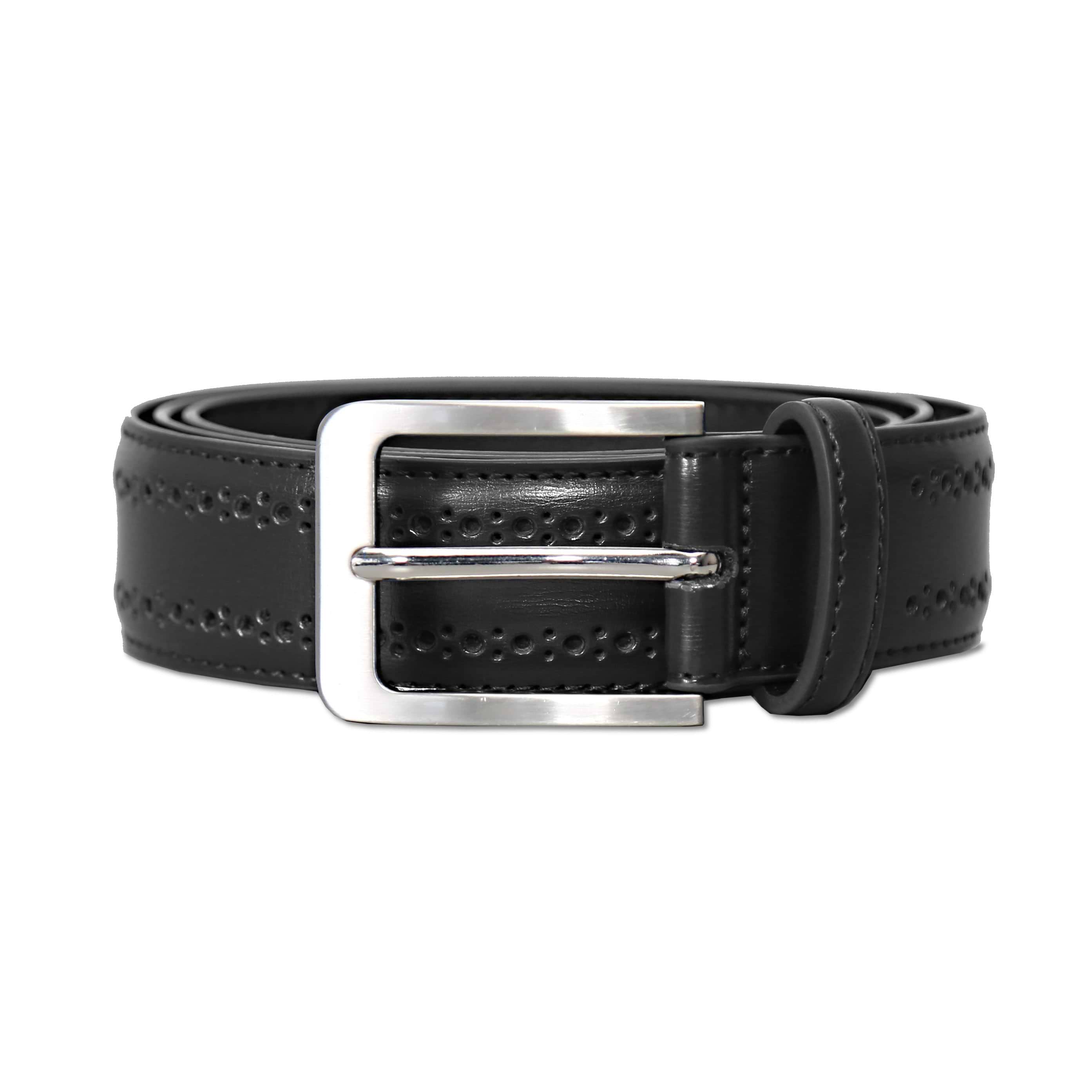 Perforated Leather Belt - Black