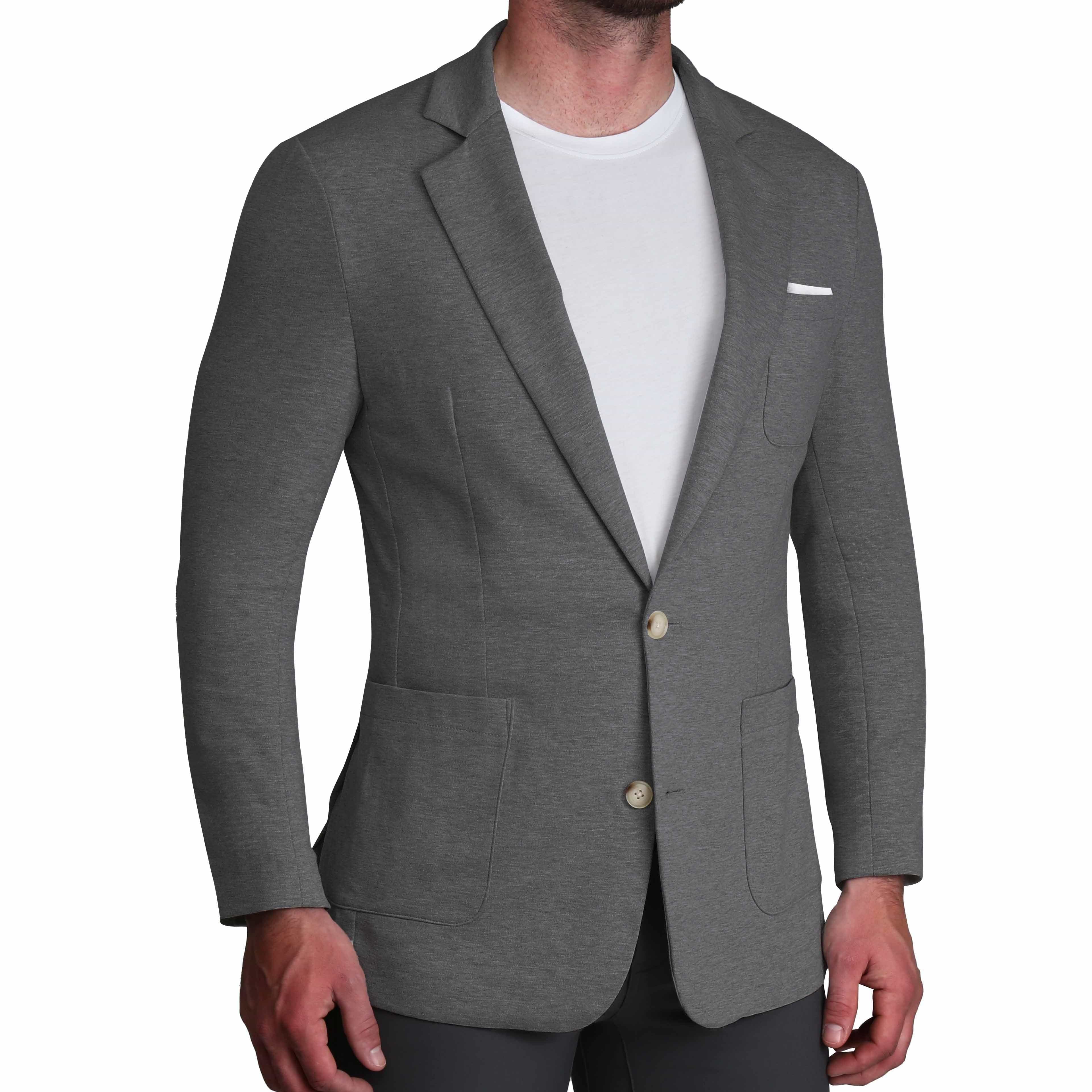 Unstructured Knit Blazer - Heathered Charcoal