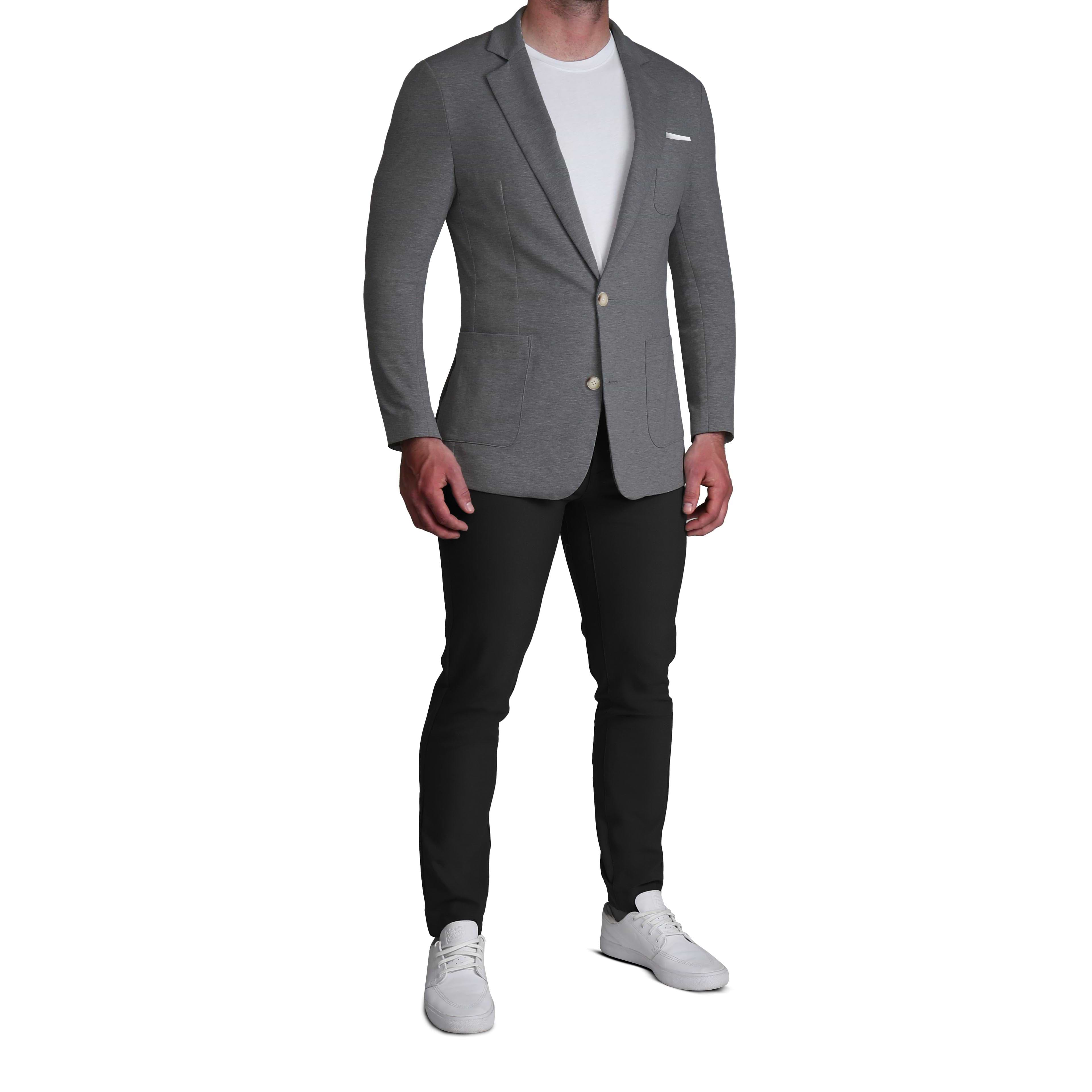 Unstructured Knit Blazer - Heathered Charcoal