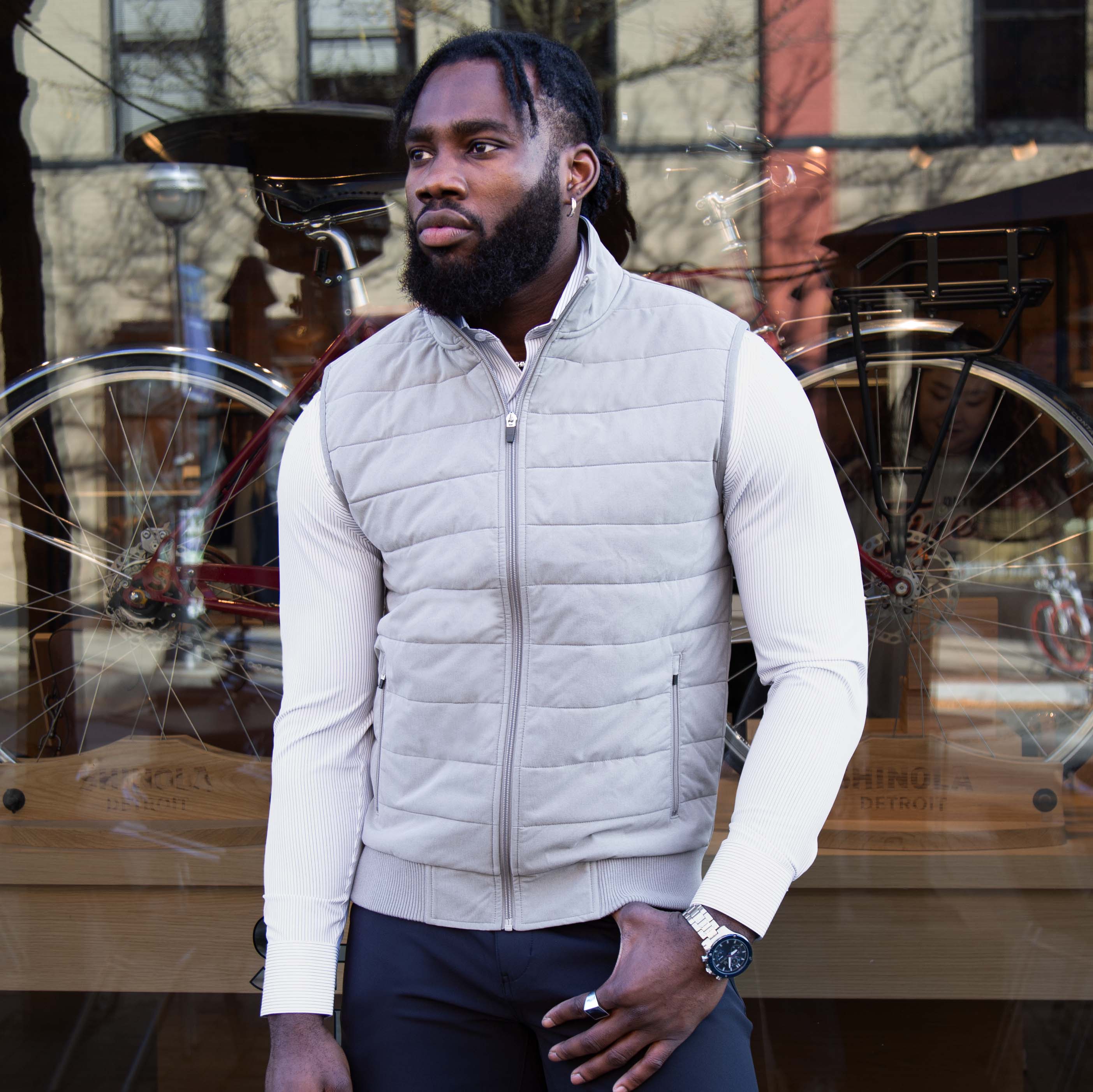 Down Vest - Light Grey