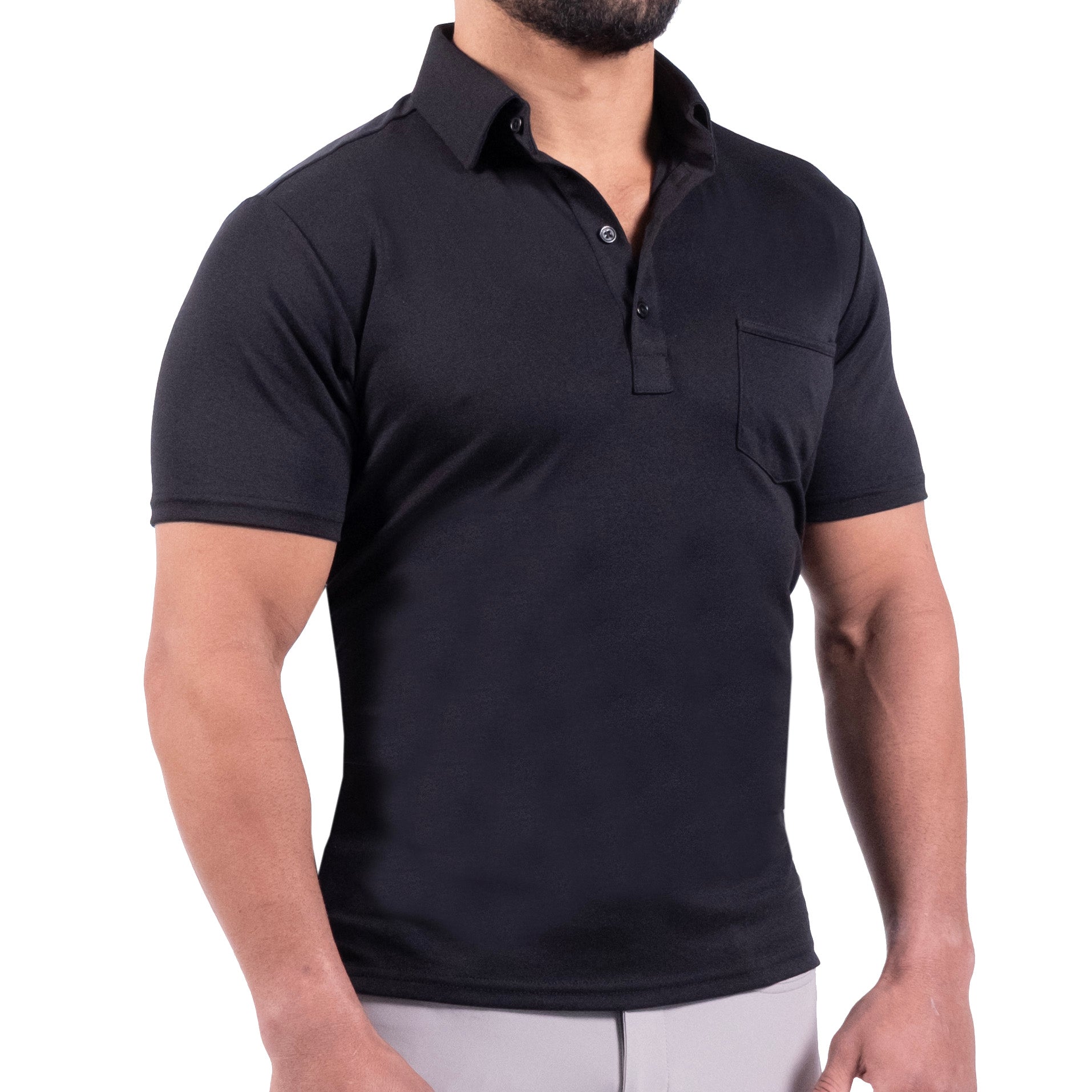 "The Mercury" Black Pique Polo