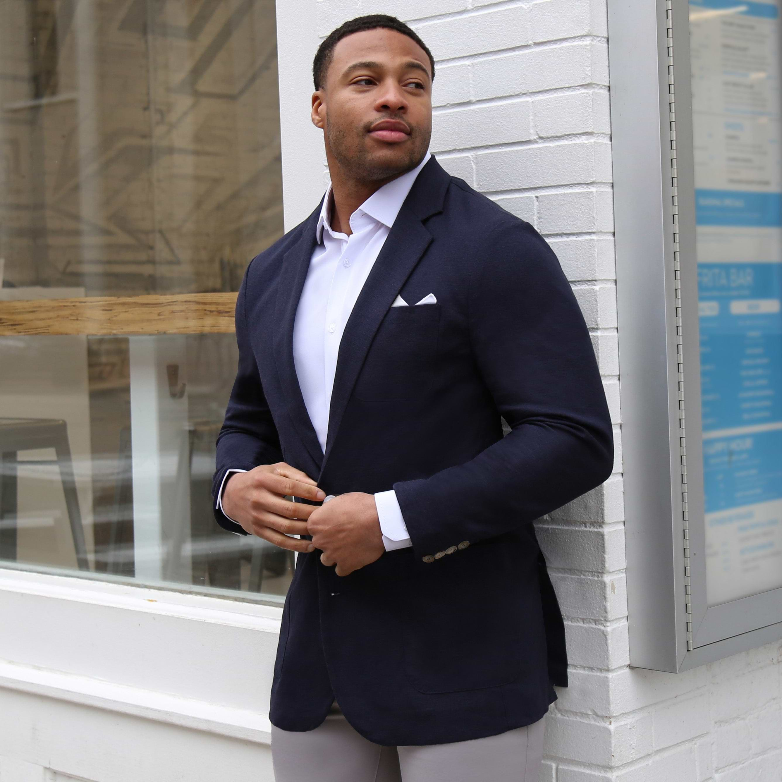 Mens navy linen blazer sale