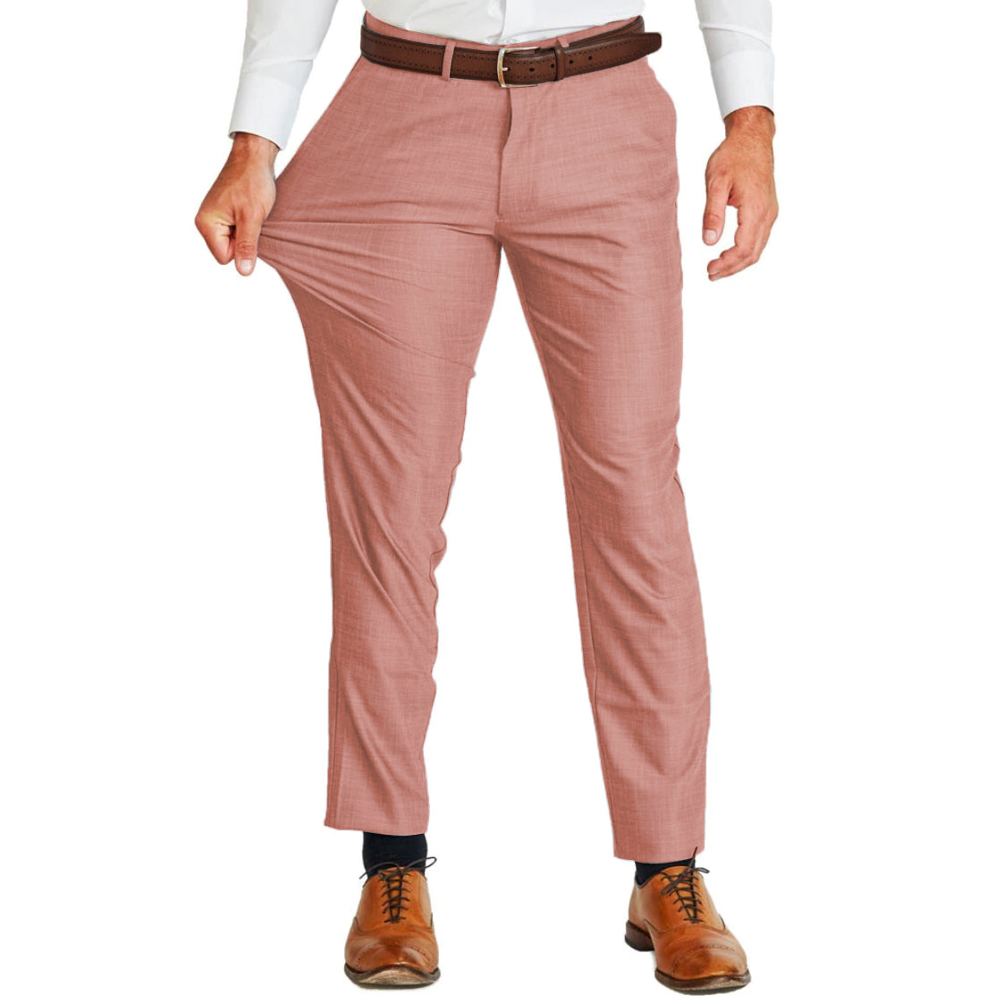 Athletic Fit Stretch Suit Pants - Heathered Salmon