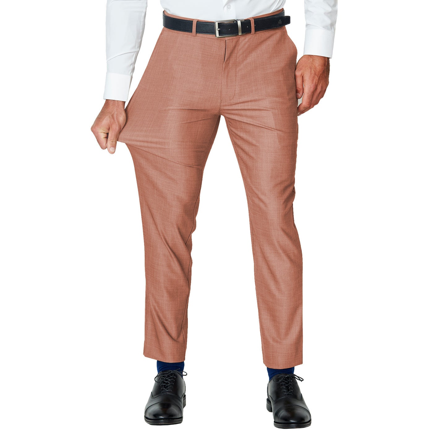 Athletic Fit Stretch Suit Pants - Heathered Salmon