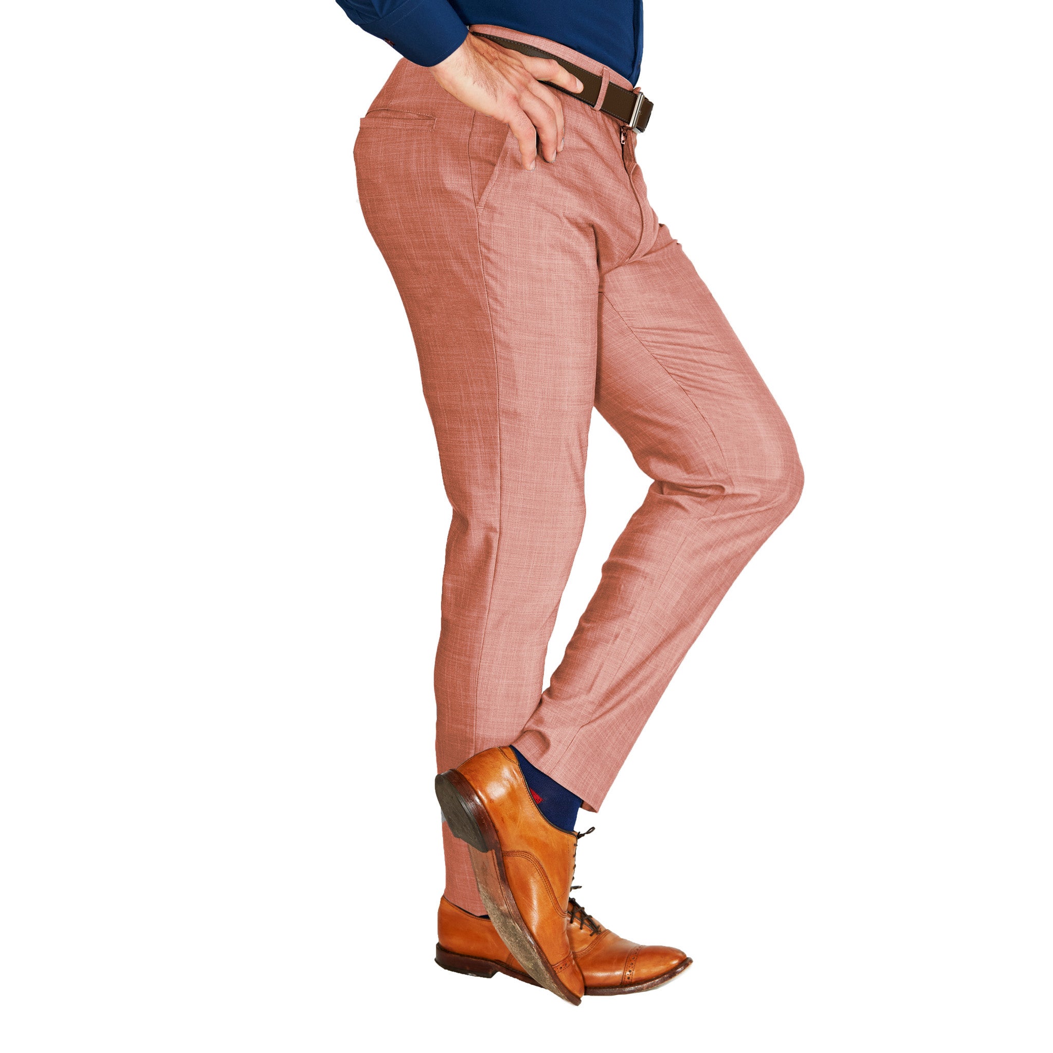 Athletic Fit Stretch Suit Pants - Heathered Salmon