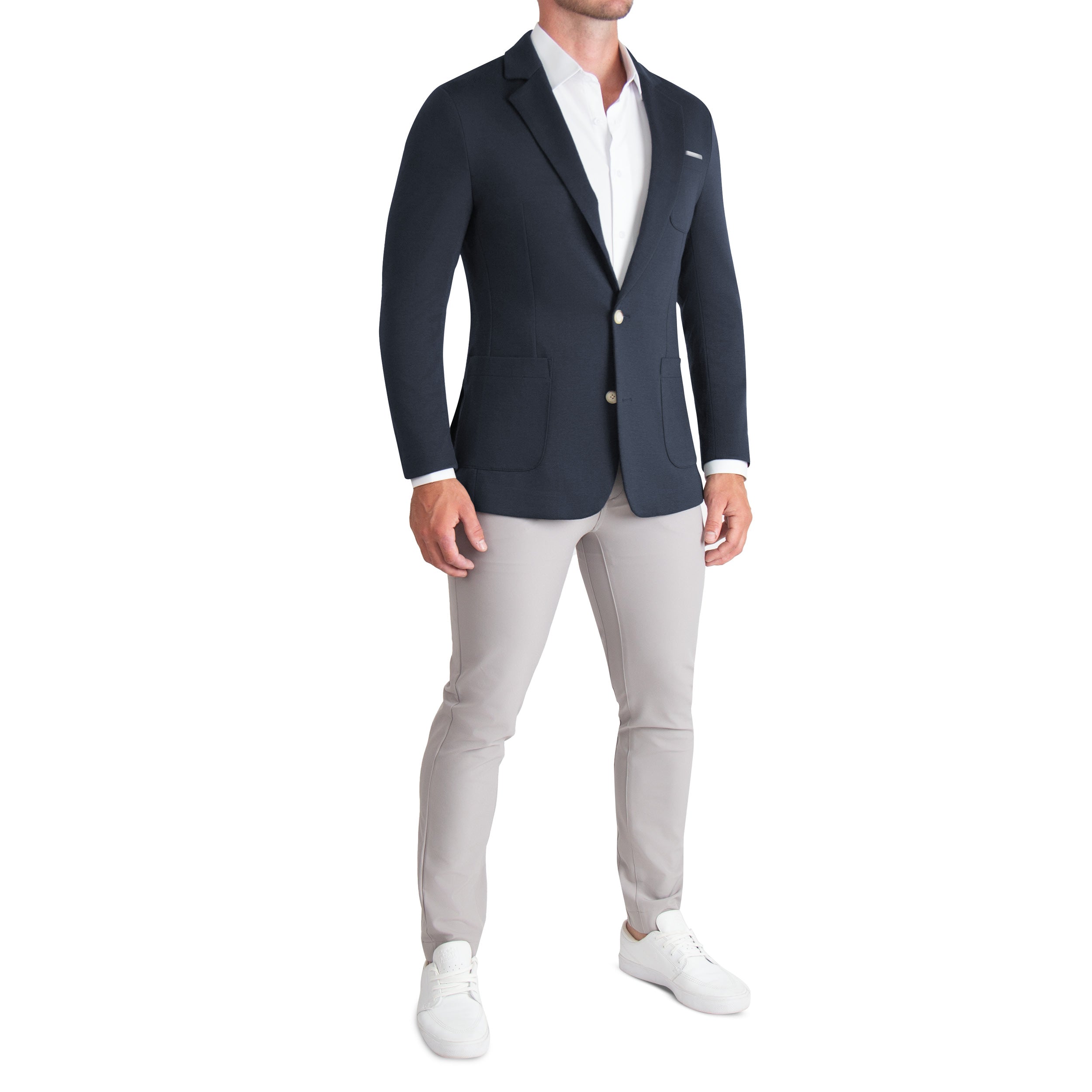 Athletic Fit Knit Blazer - Navy