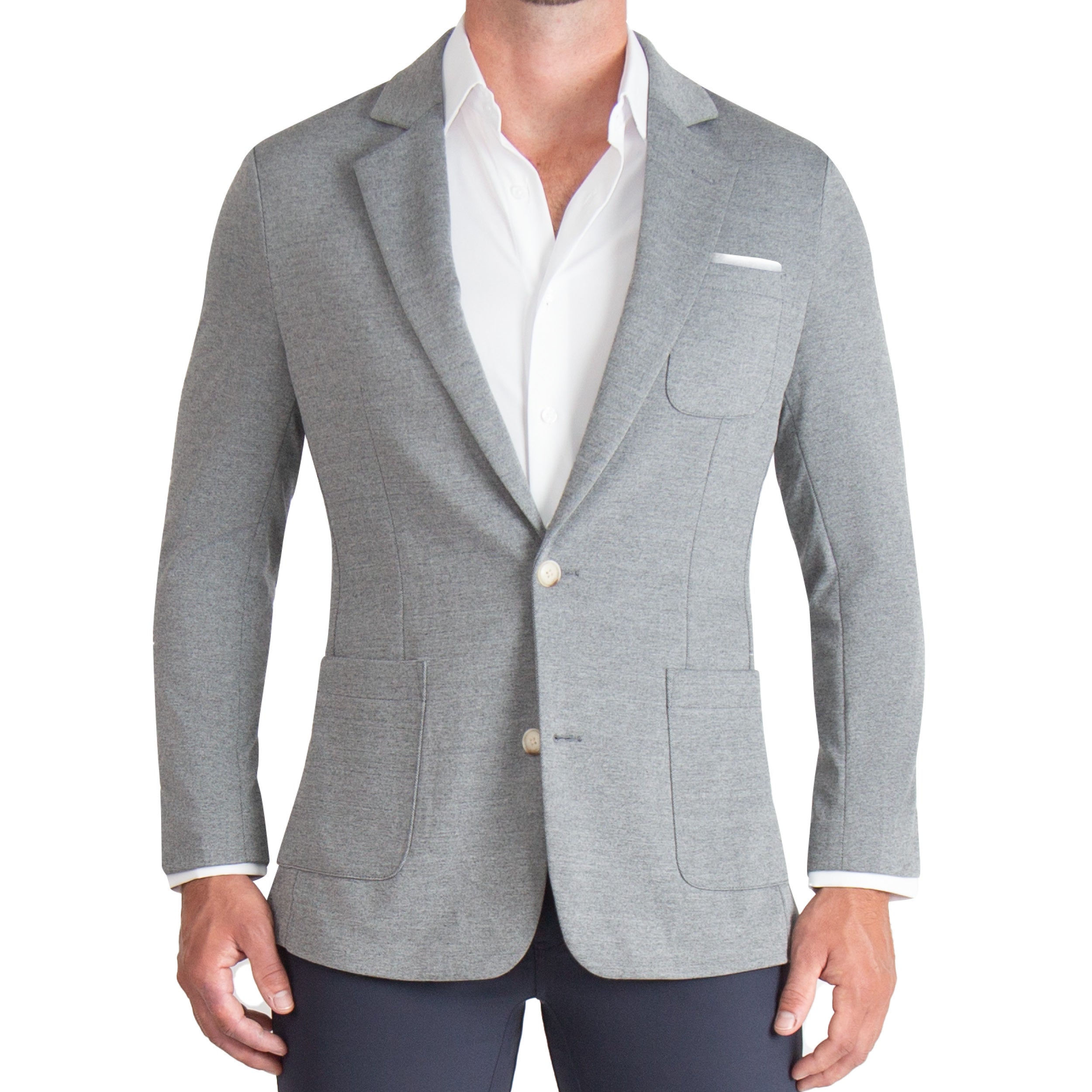 Athletic Fit Knit Blazer - Light Grey