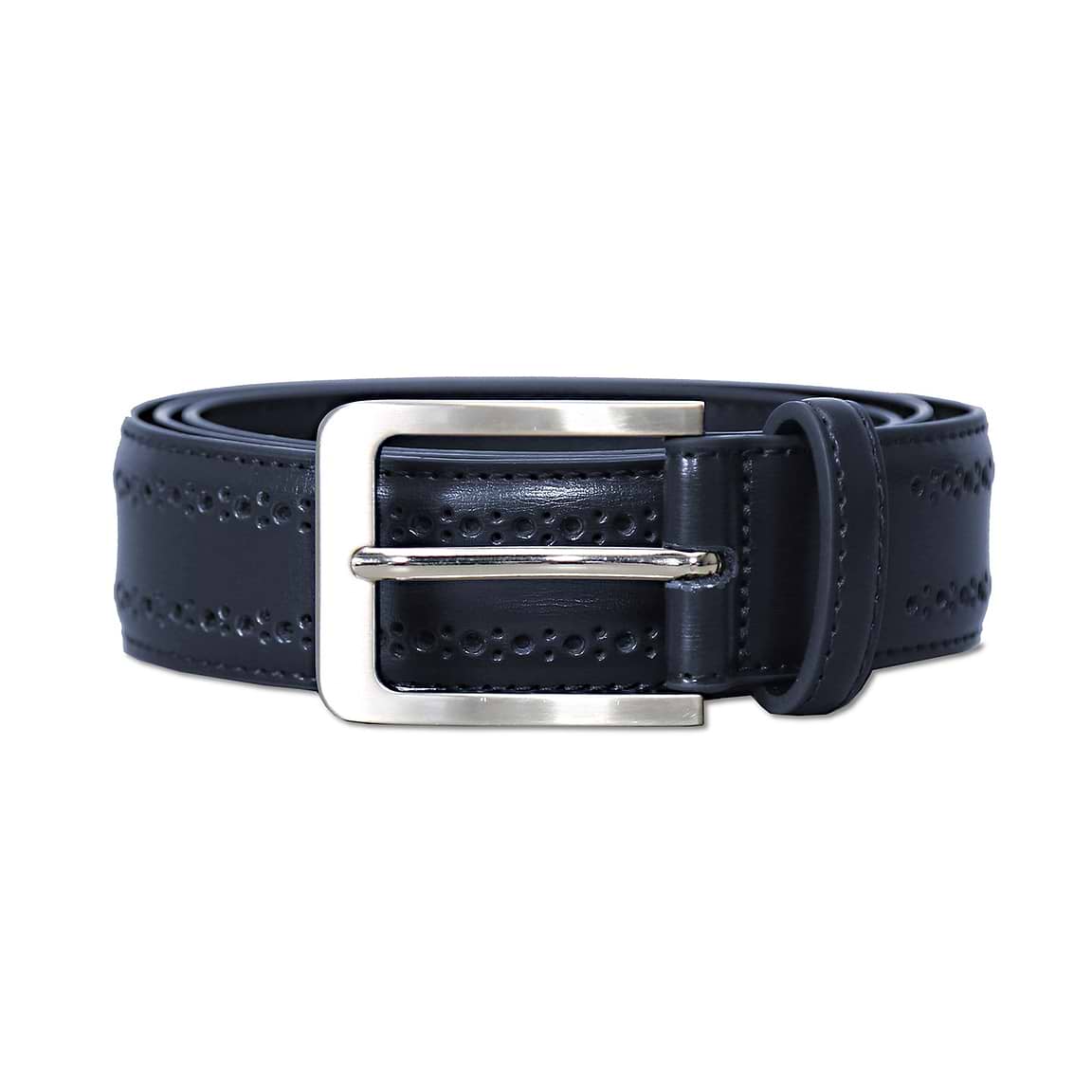 Perforated Leather Belt - Navy display picture 1