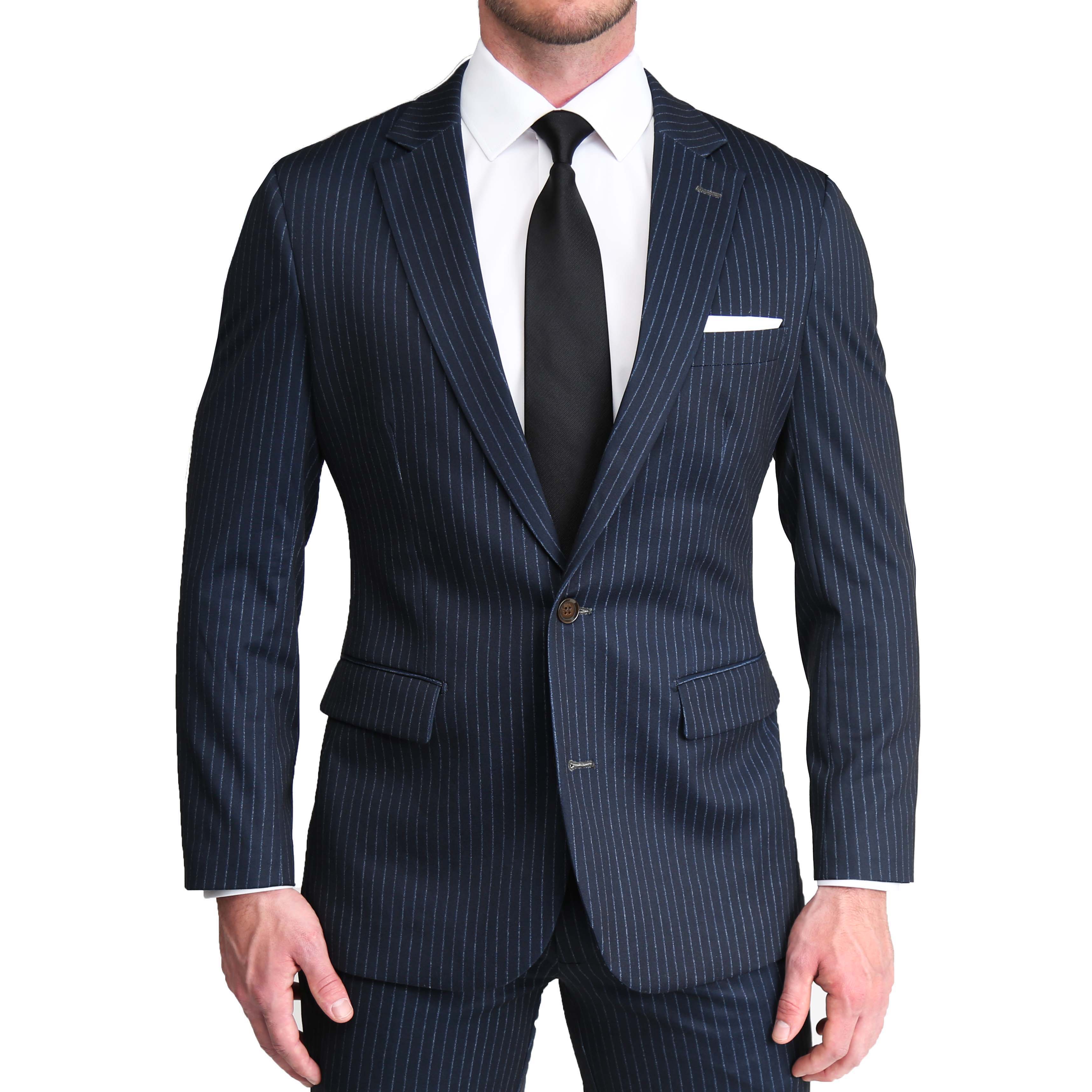 Athletic Fit Stretch Blazer - Knit Blue Chalk Stripe