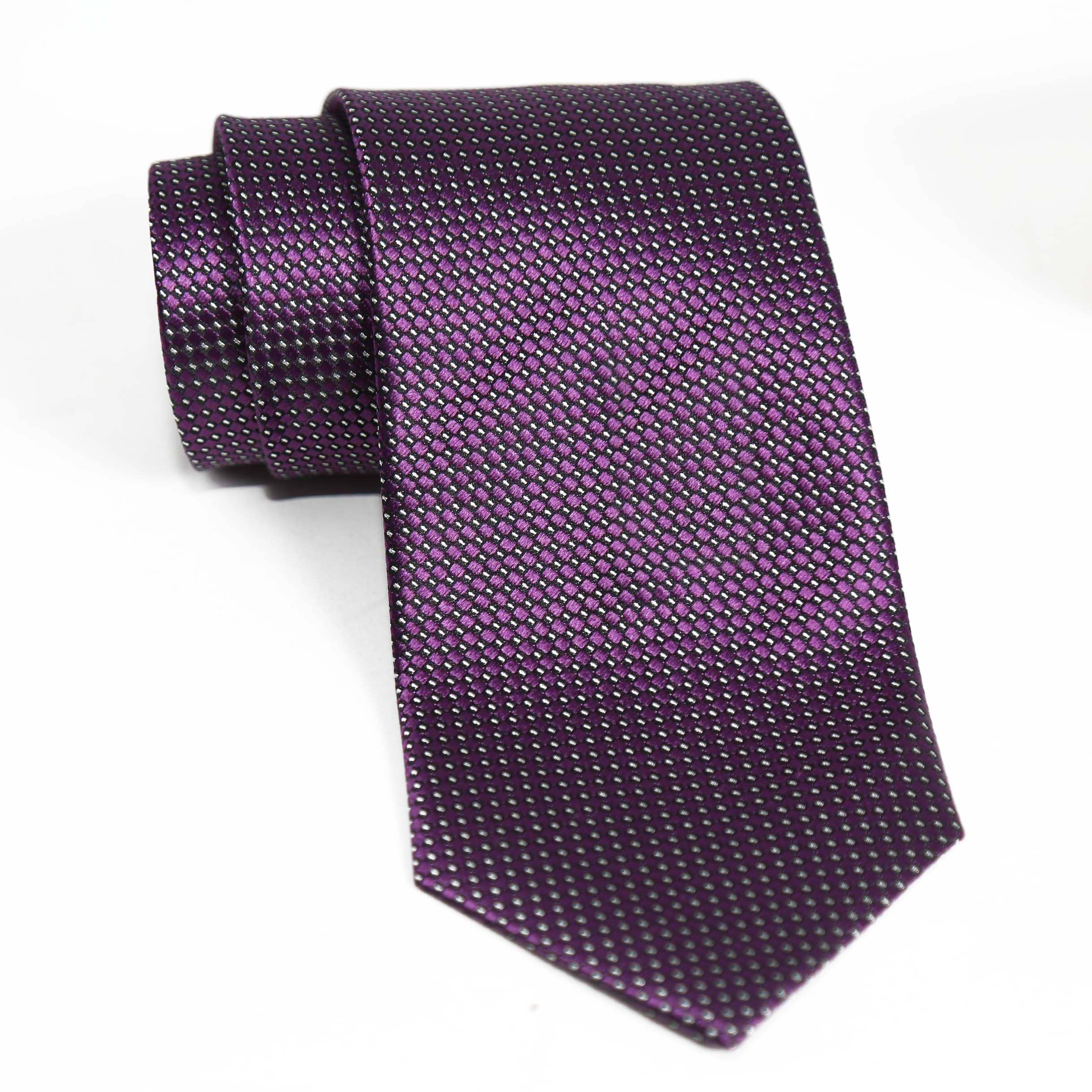 Purple with Silver Dots Woven Silk Tie