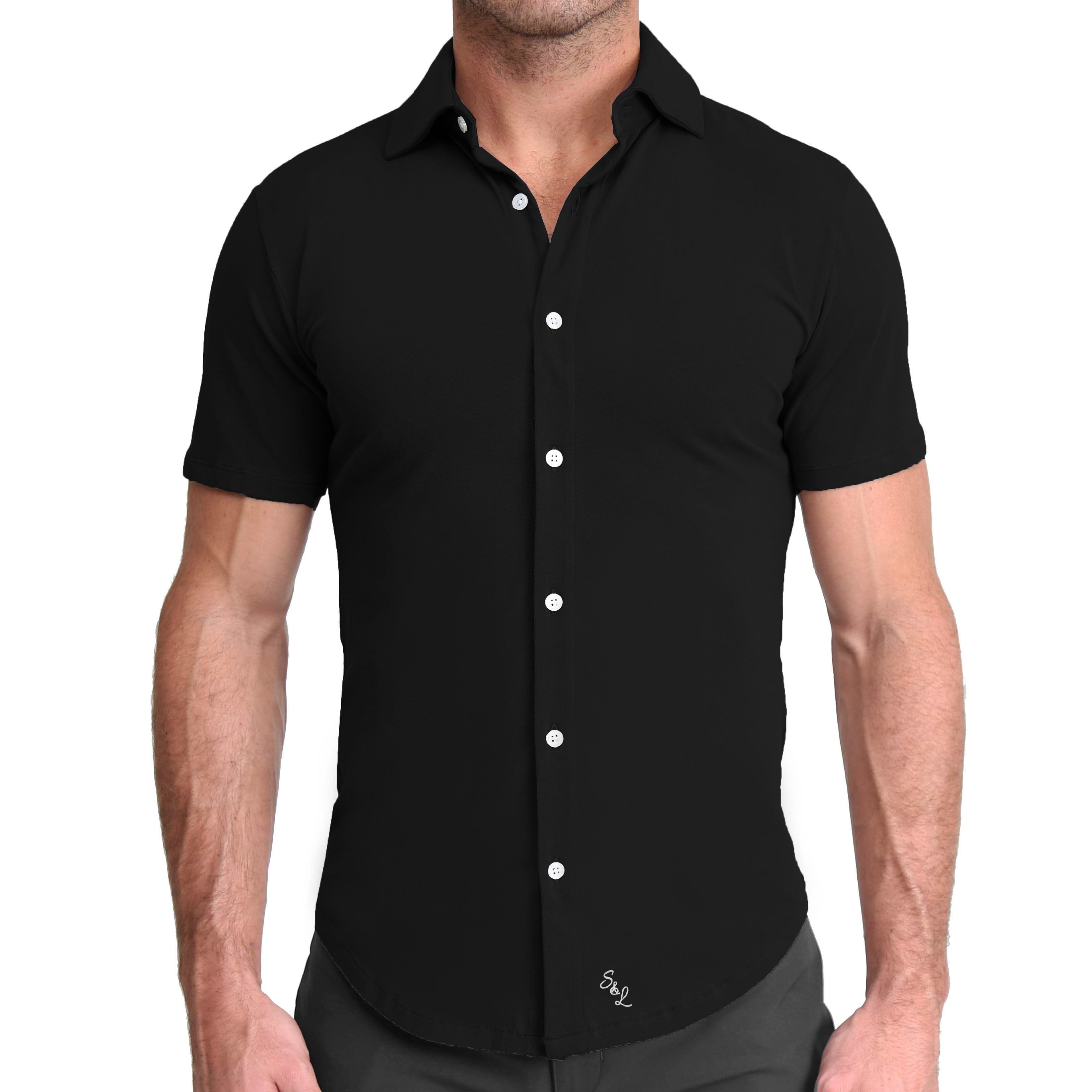 "The Roth" Black Short Sleeve Button Down