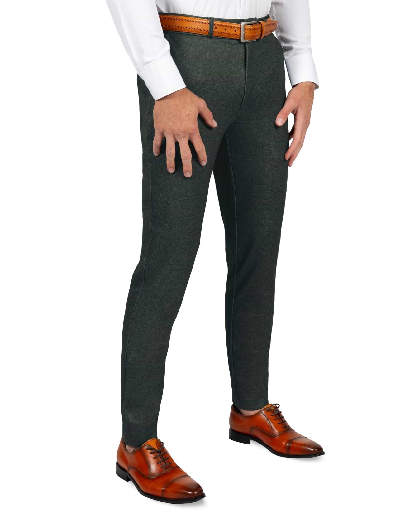 Athletic Fit Stretch Suit Pants Deep Olive