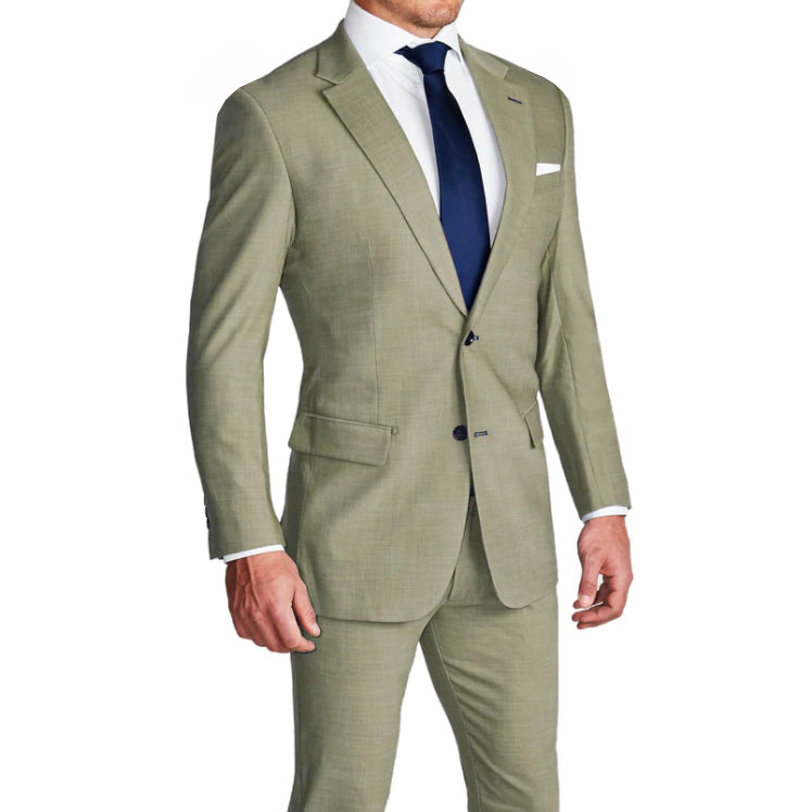 Athletic Fit Stretch Suit - Heathered Olive