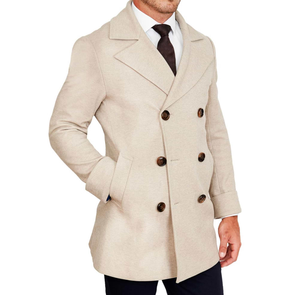 Tan Double-Breasted Overcoat
