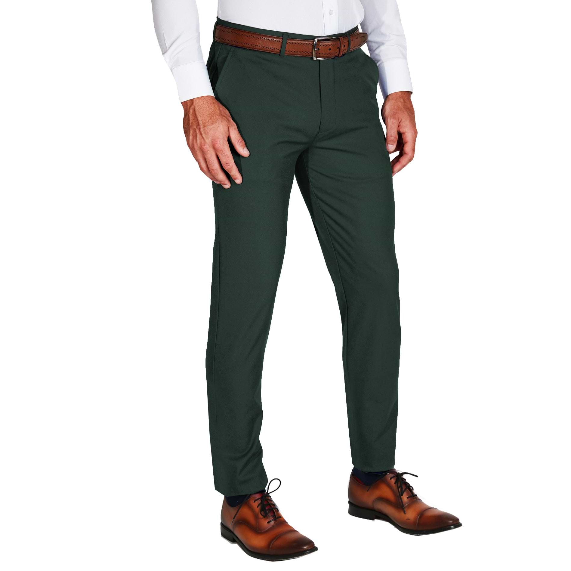 Buy Metal Mens Dark Green Terry Wool Super Slim Fit Solid Formal Trouser  online