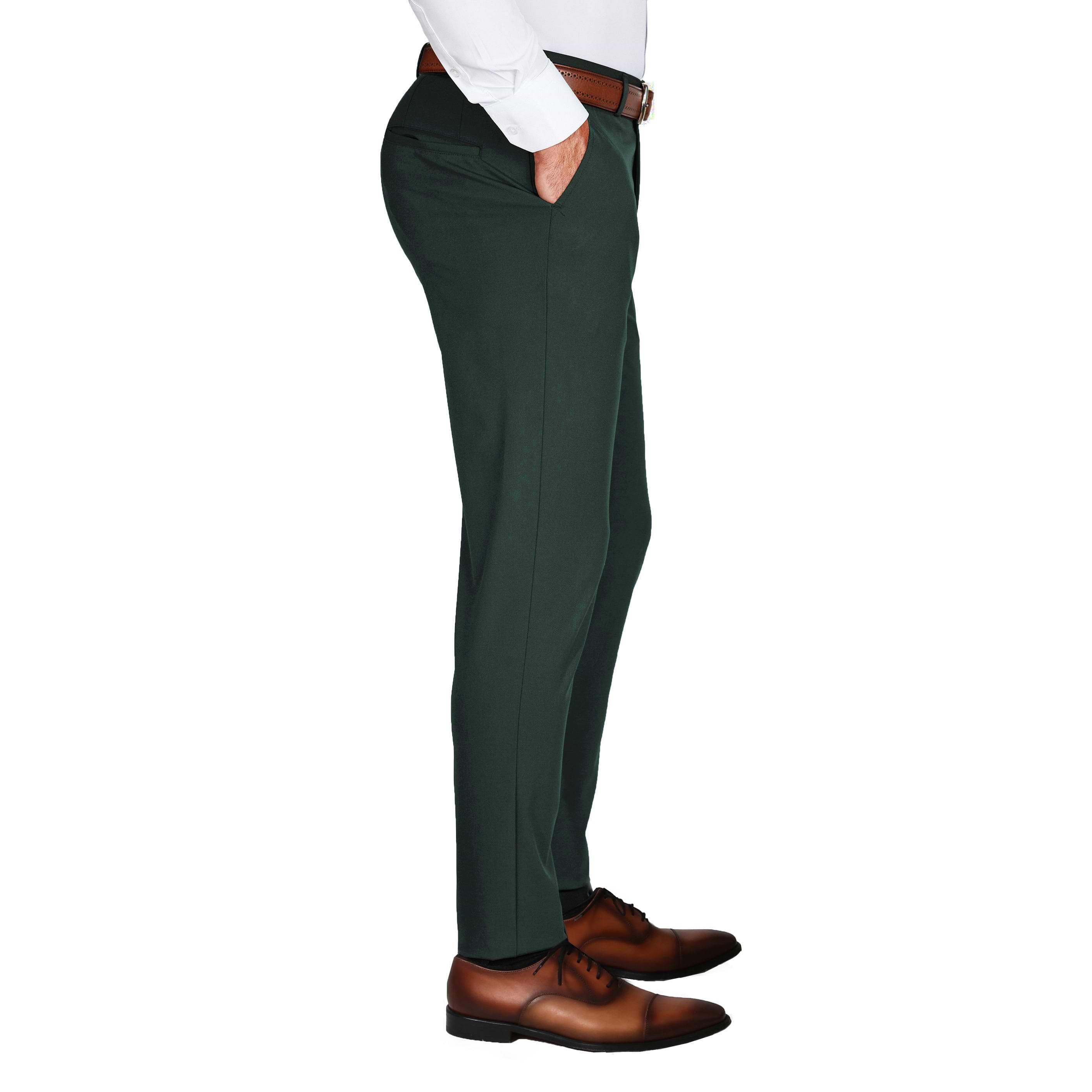 Athletic Fit Stretch Suit Pants - Hunter Green