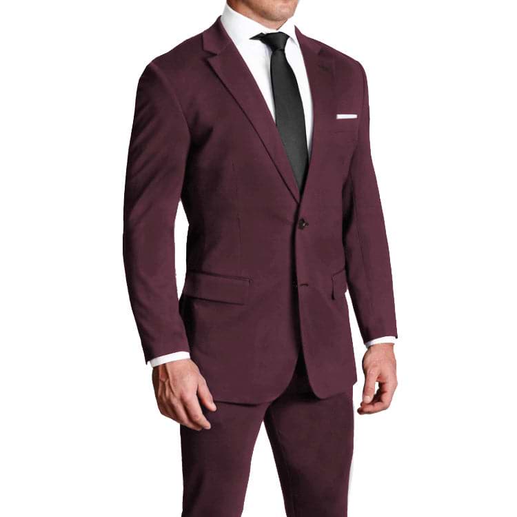Athletic Fit Stretch Suit - Solid Plum