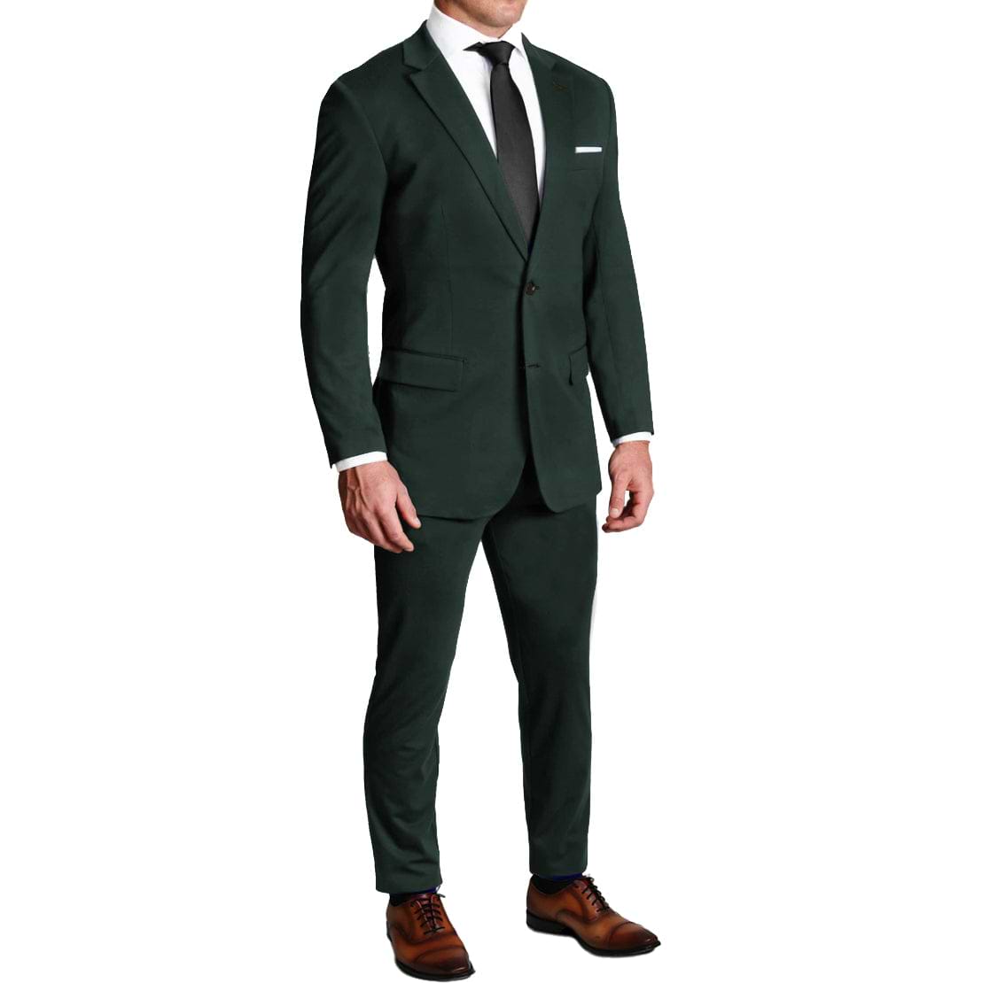 Athletic Fit Stretch Suit Pants - Solid Hunter Green