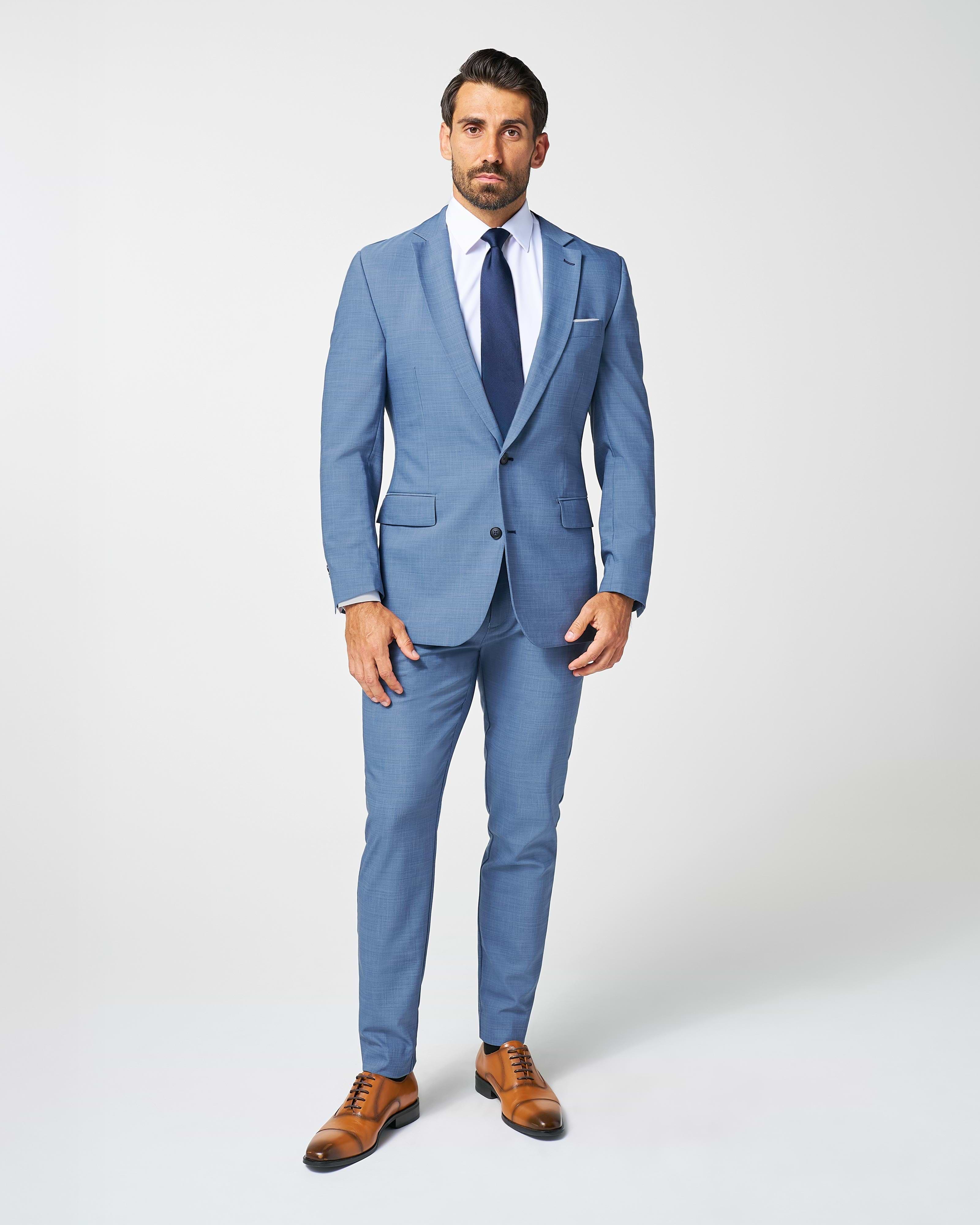 light blue dress with navy suit Madison James 20|332 Dress