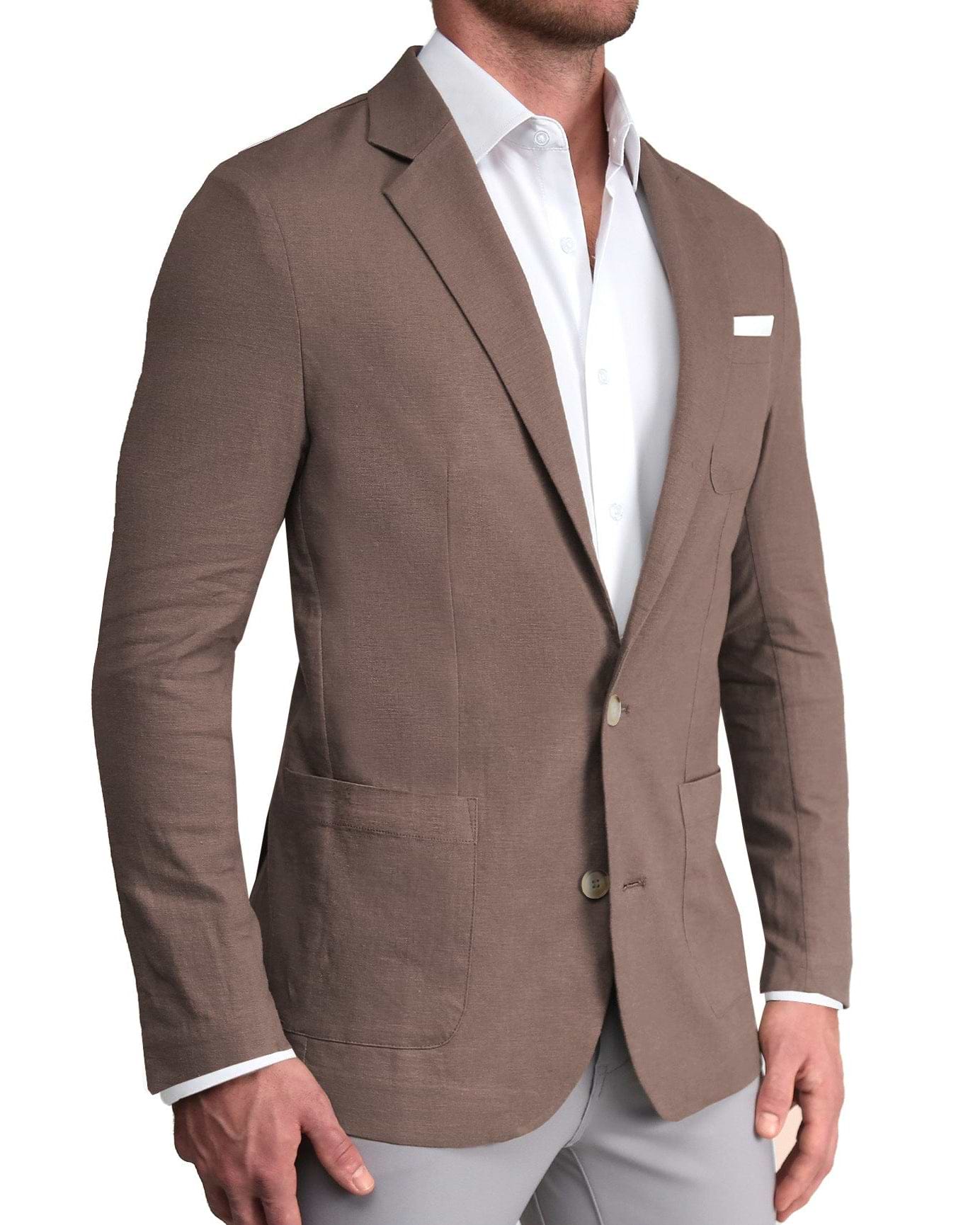 Linen Blazer Soft Blazer Men Unstructured Linen Blazer Taupe