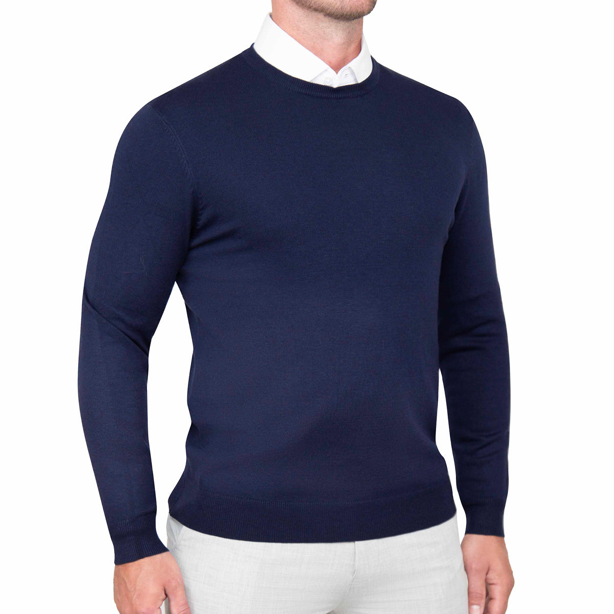 Mid-Weight Wool Crewneck - Navy